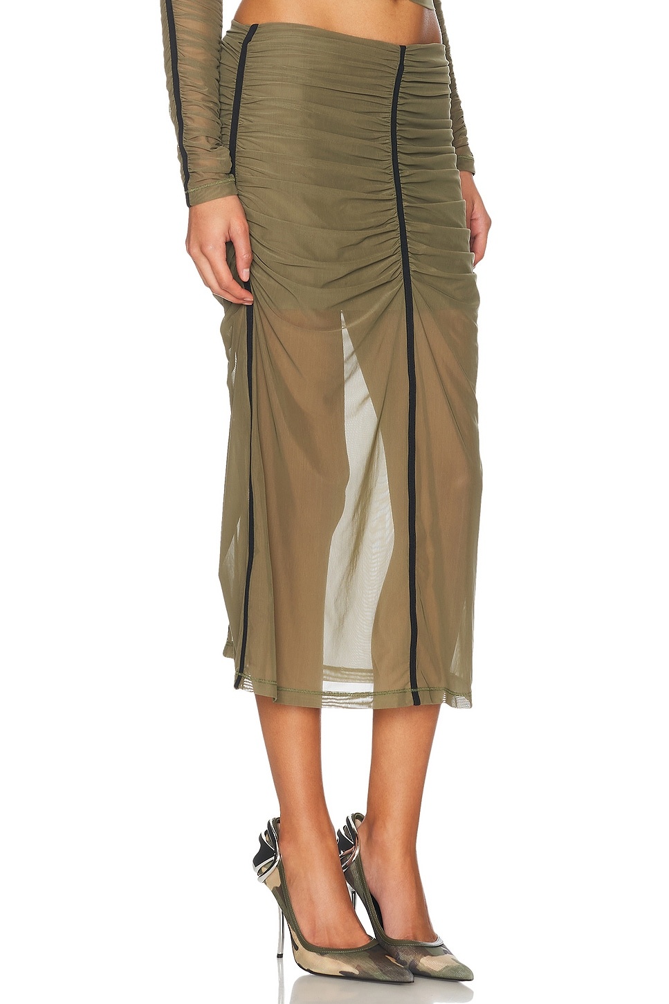 High Waisted Midi Skirt - 2