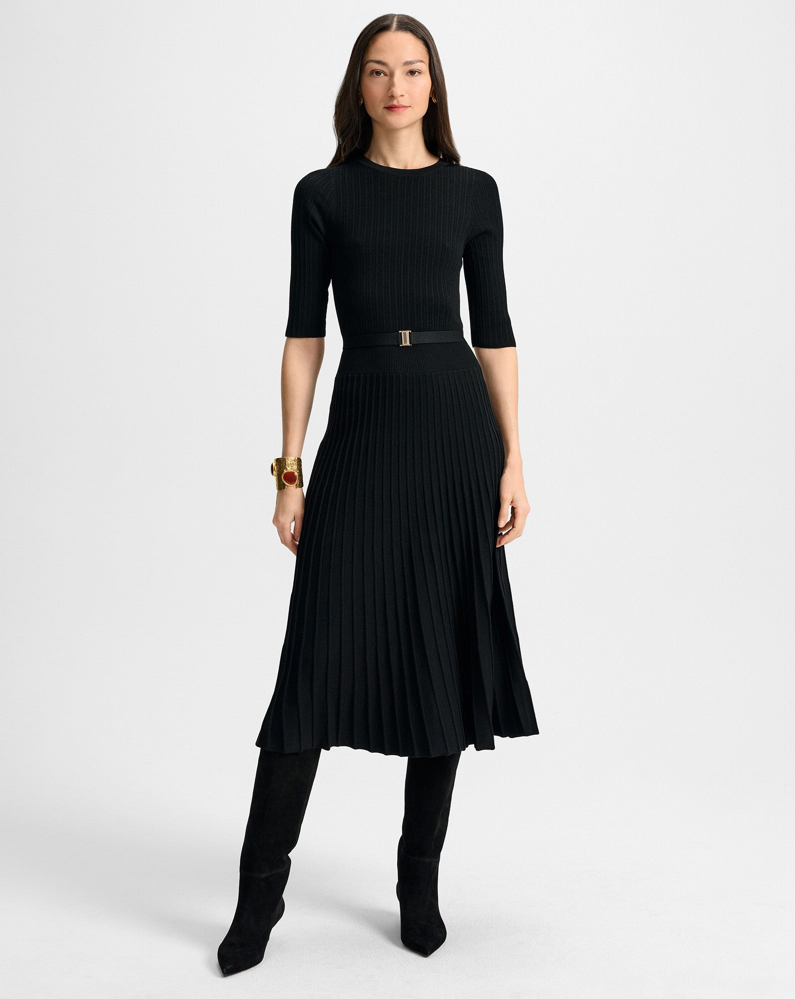 ELTHEA BELTED MIDI DRESS - 2