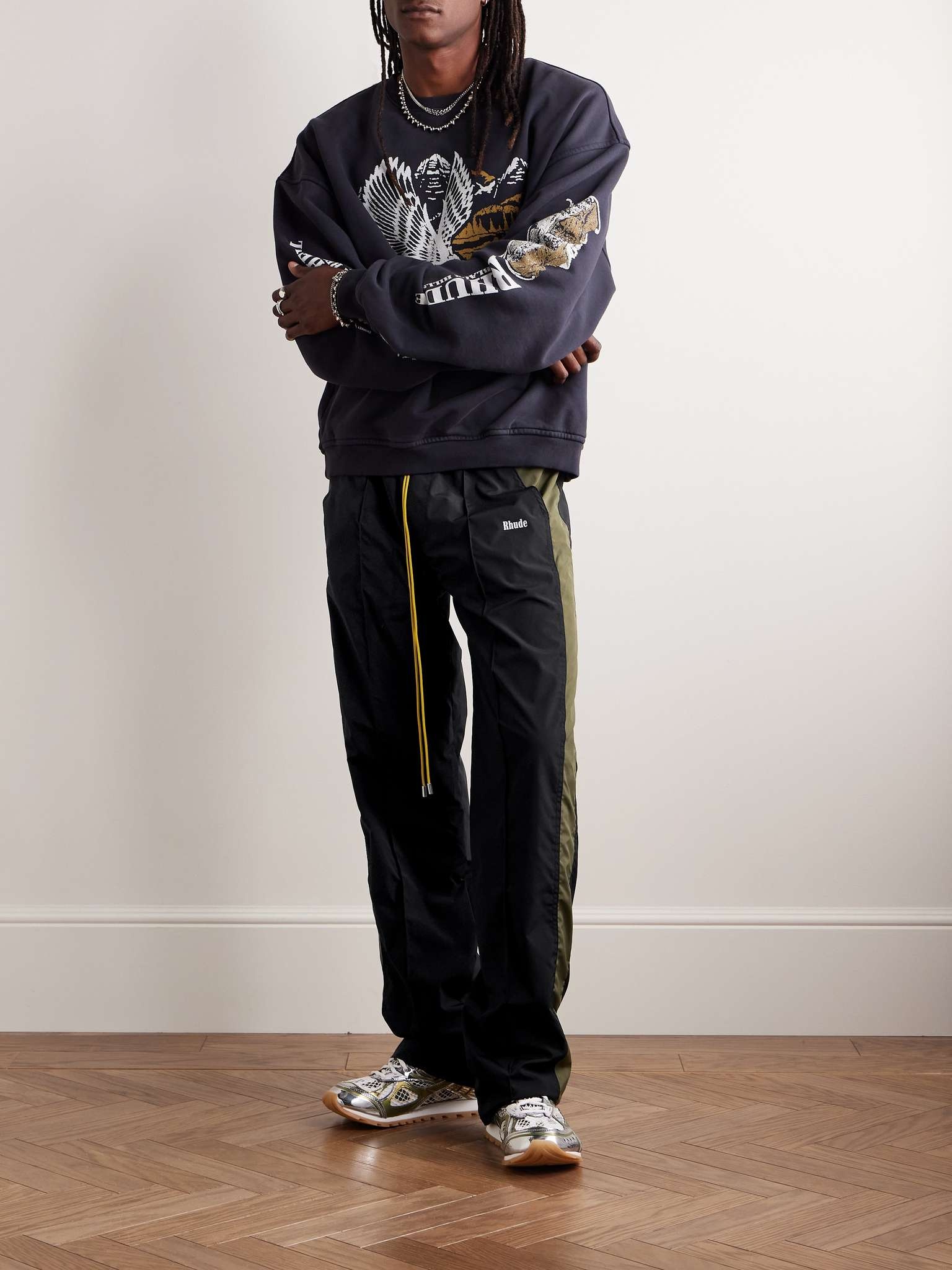 Straight-Leg Colour-Block Logo-Print Tech-Jersey Track Pants - 2