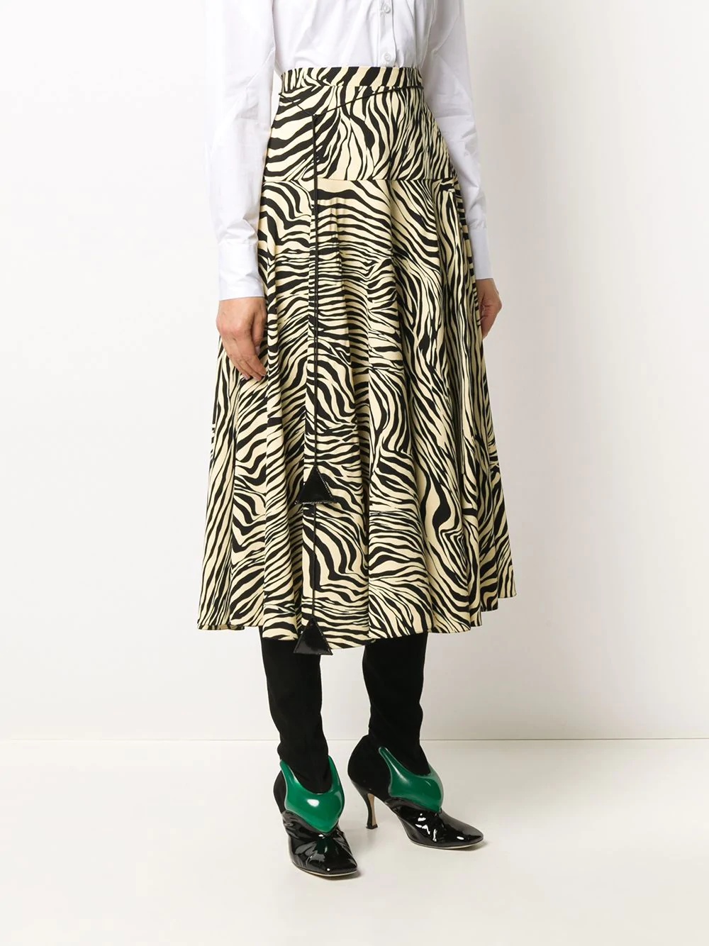 zebra-print pleated midi-skirt - 3