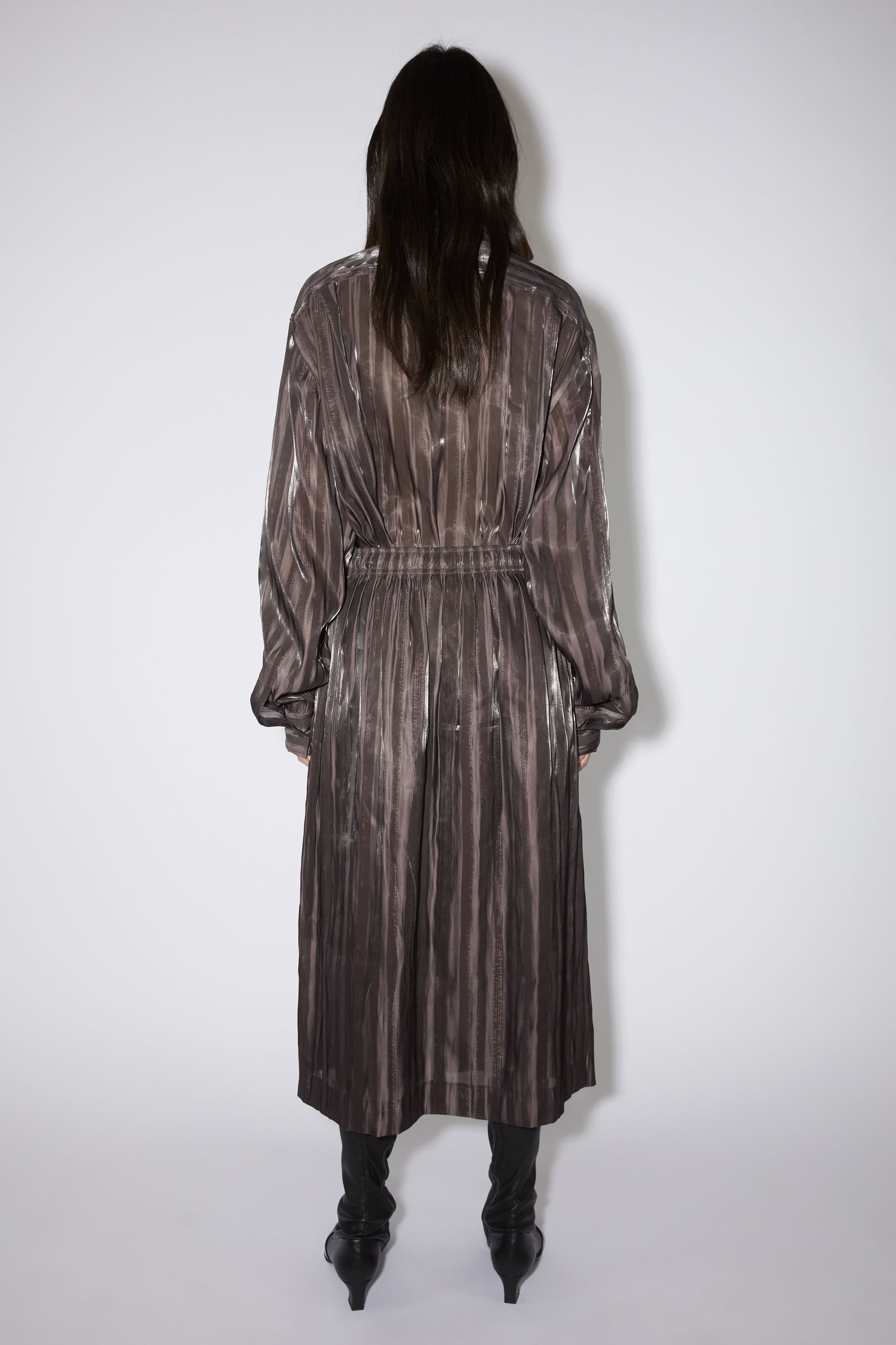 Satin stripe skirt - Chestnut brown - 4