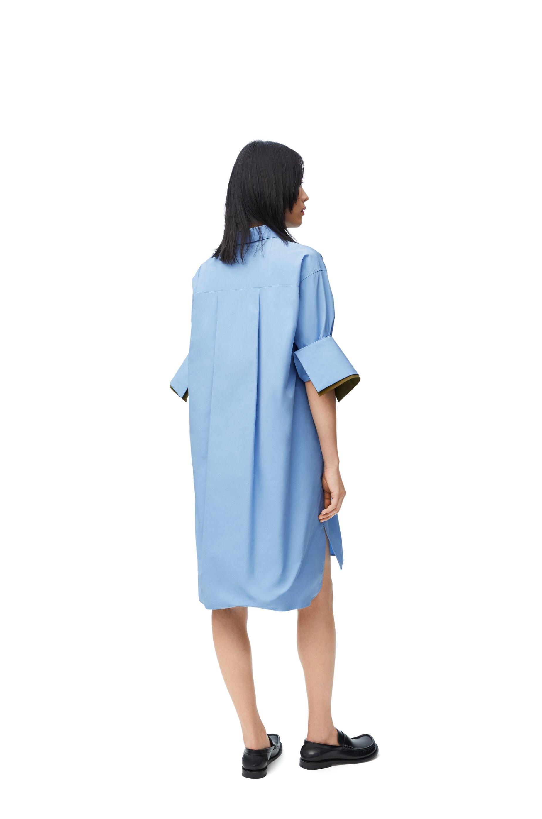 Turn-up shirt dress in cotton - 3