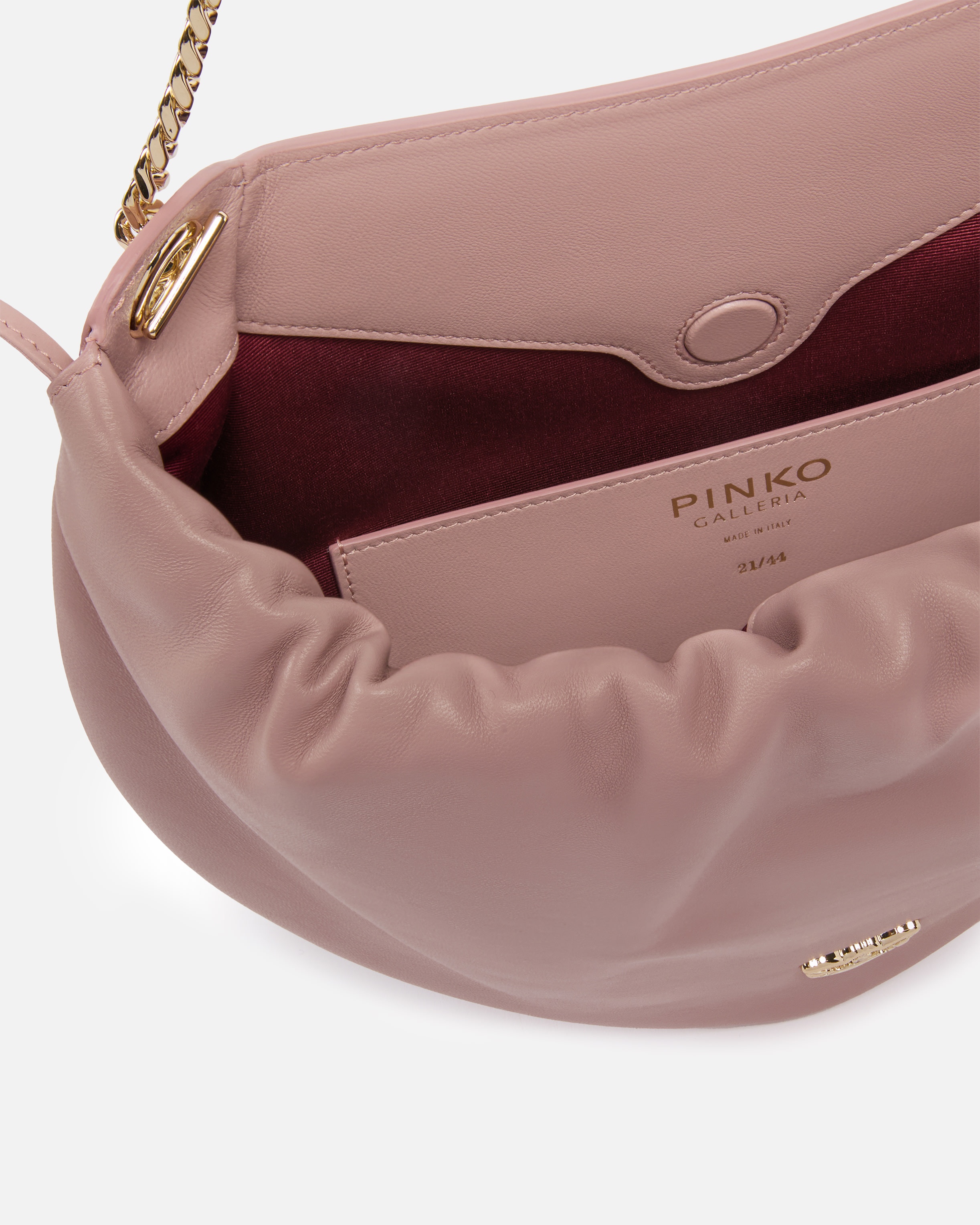 GATHERED NAPPA LEATHER HOBO BAG WITH CHAIN SHOULDER STRAP PINKO GALLERIA - 4