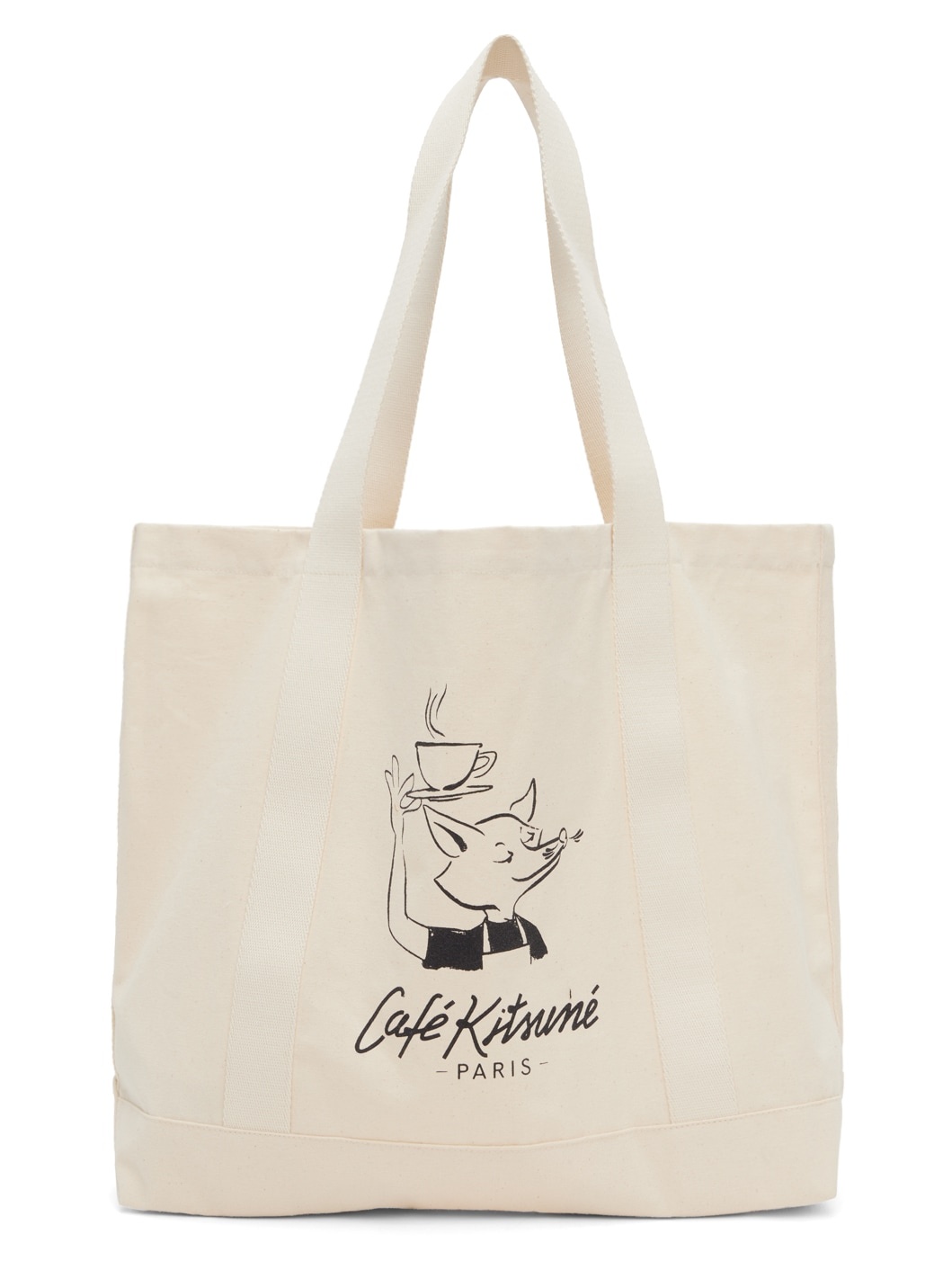 Beige Café Kitsuné Fox Tote - 1