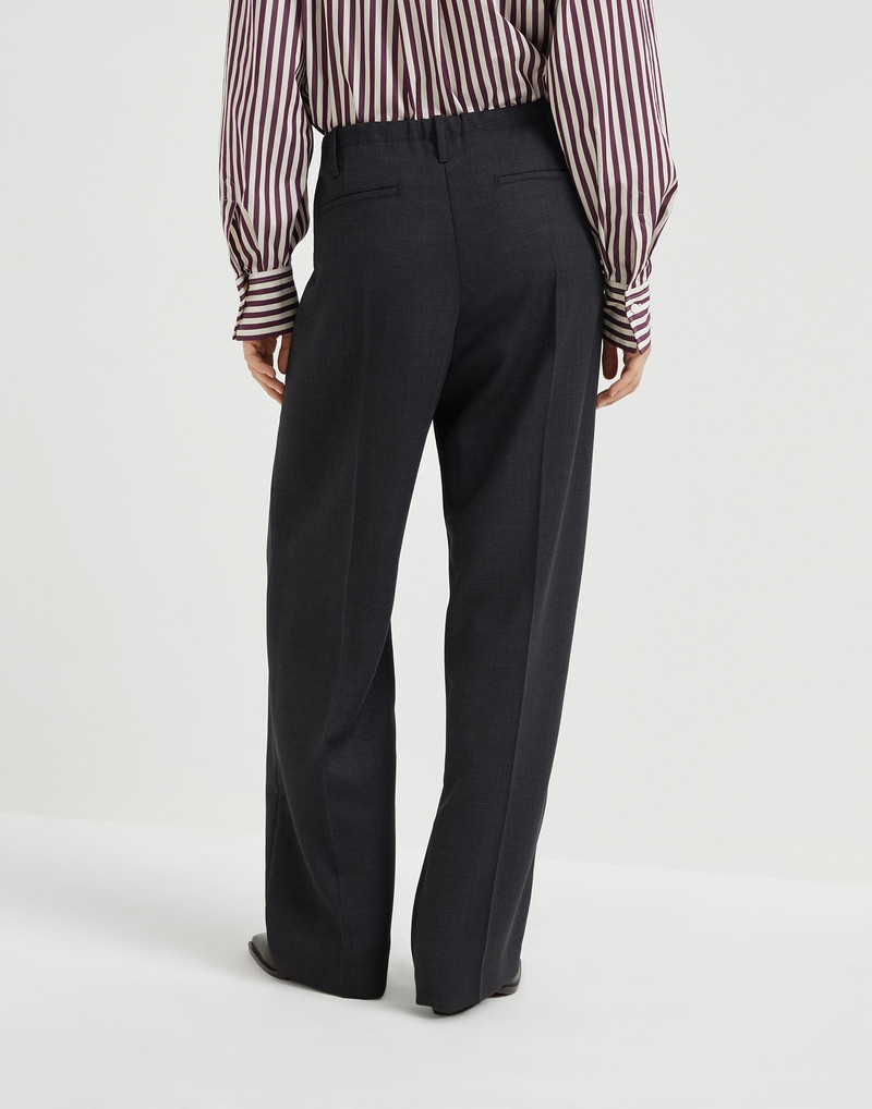 Brunello Cucinelli Virgin wool fluid crêpe twill sartorial track trousers outlook