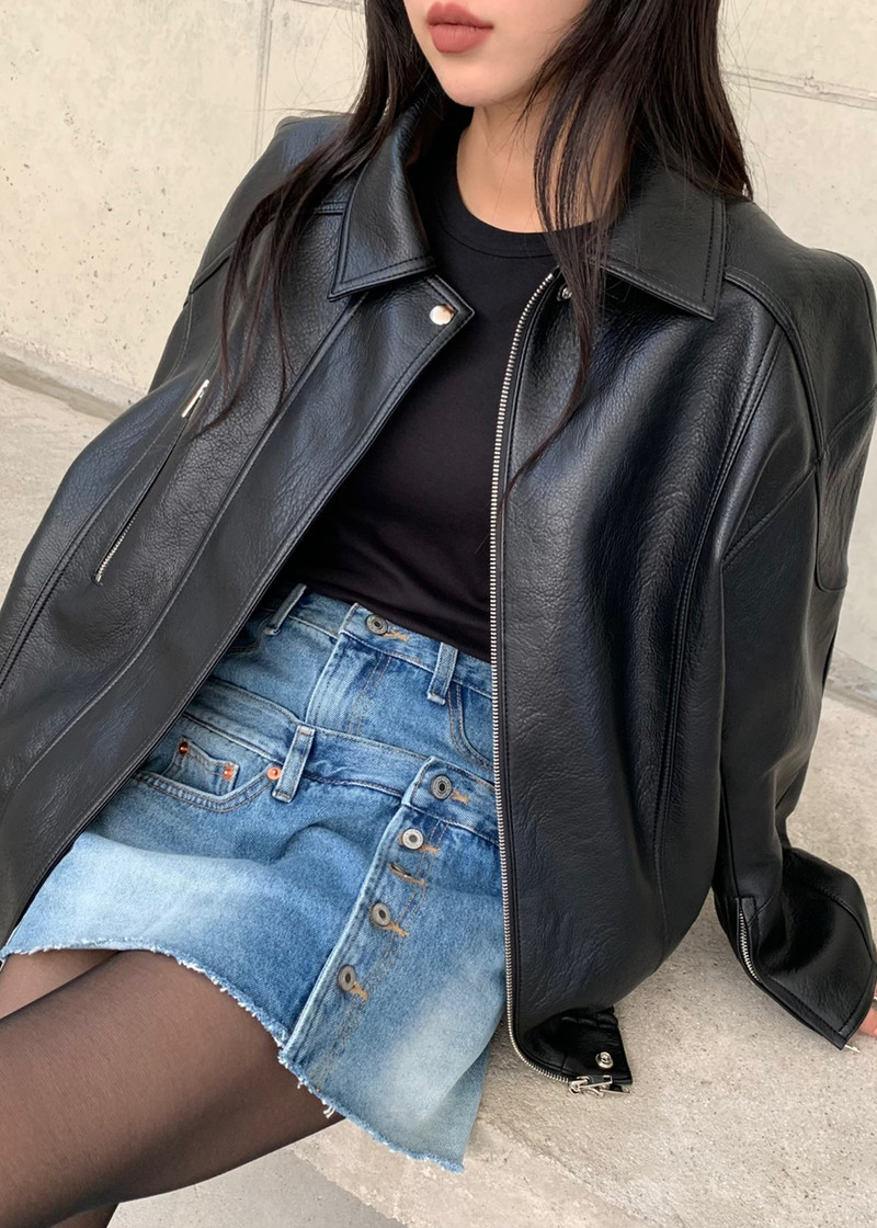 Enora Faux Leather Jacket - Black 6
