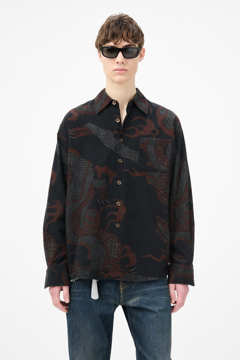 Above Shirt Brown Abstract Snake Print 3