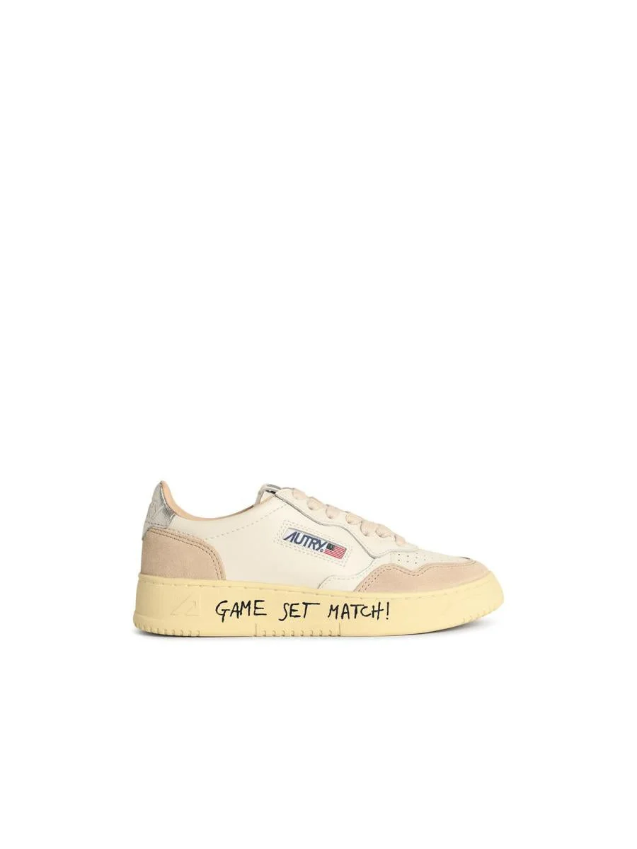 Autry 'Medalist Low' White Leather Lettering Sneakers - 1