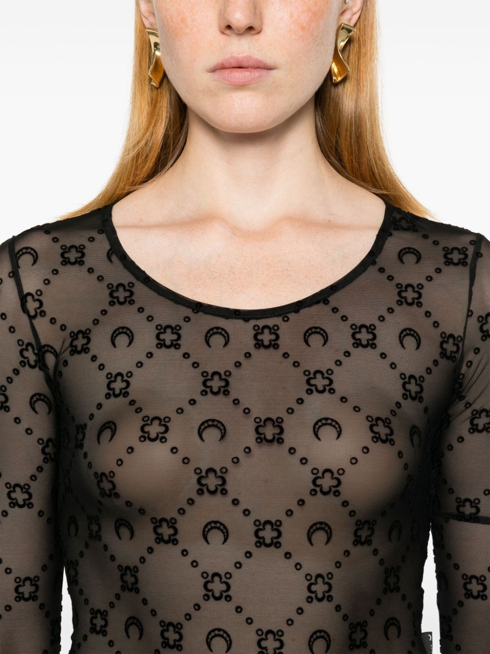 flocked-monogram crop top - 5