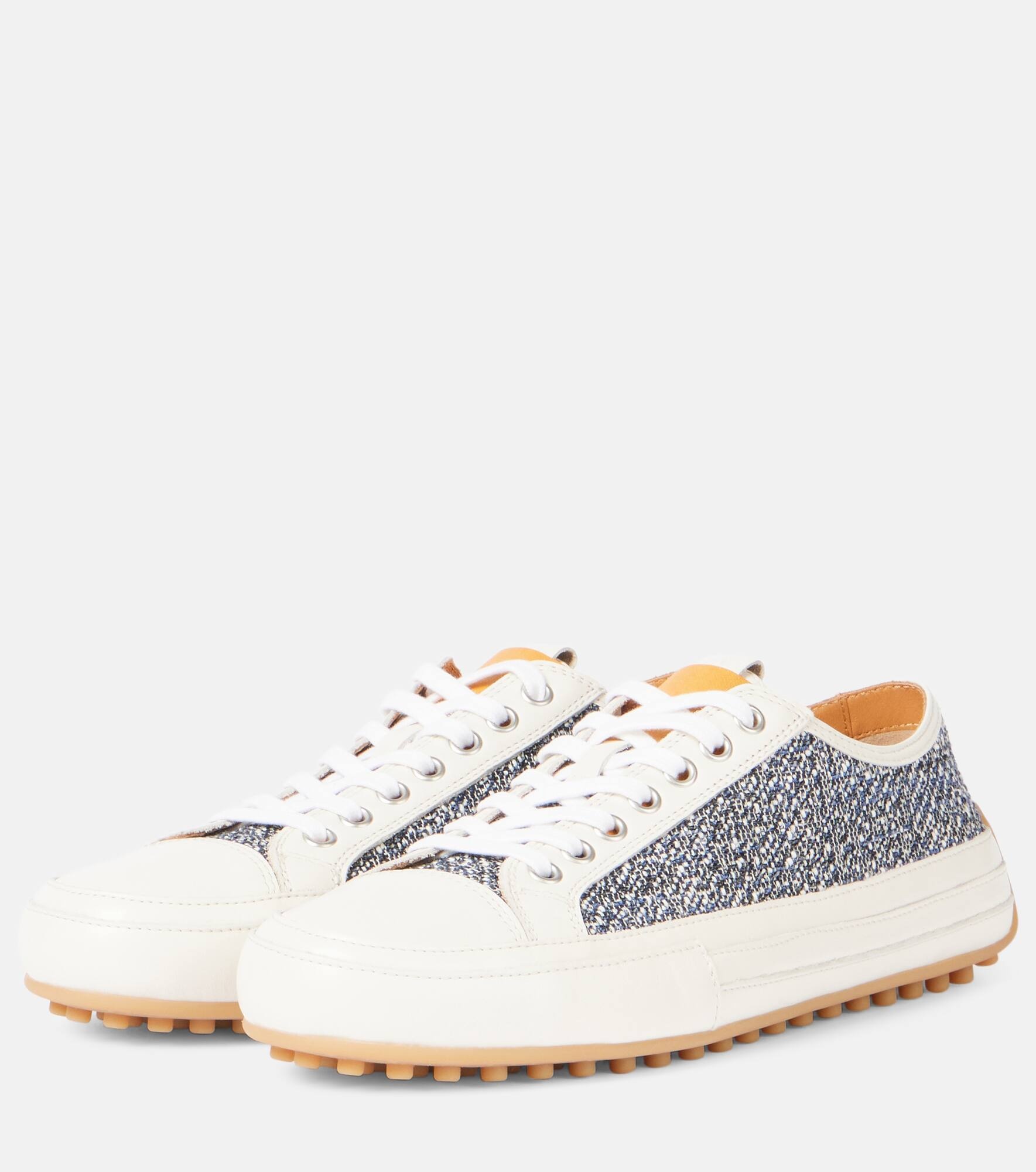 Tweed and leather sneakers - 4