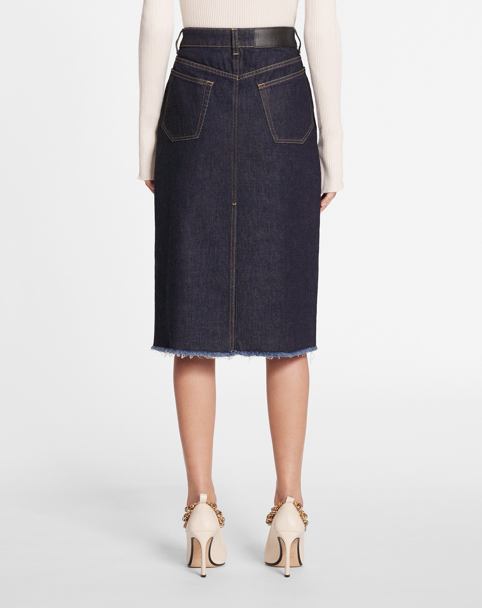 MID-LENGTH STRAIGHT DENIM SKIRT - 4