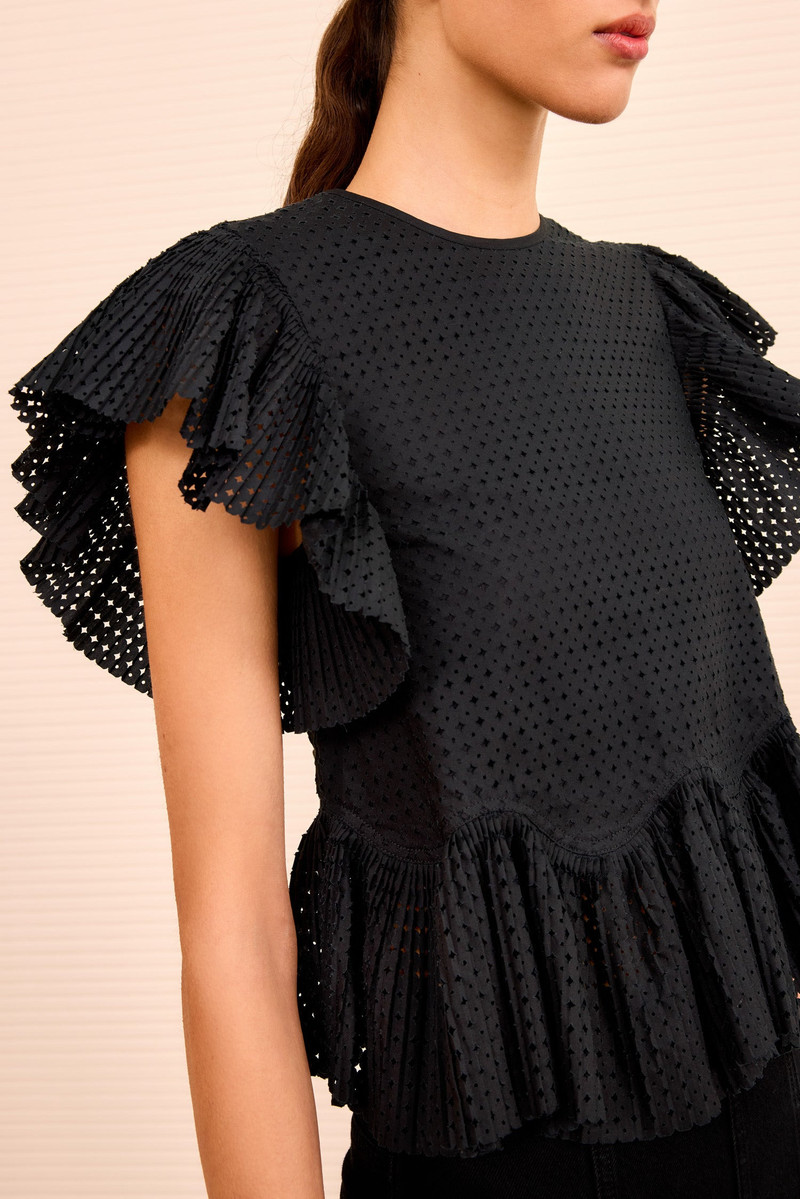 ULLA JOHNSON Veasna Flutter Sleeve Top outlook