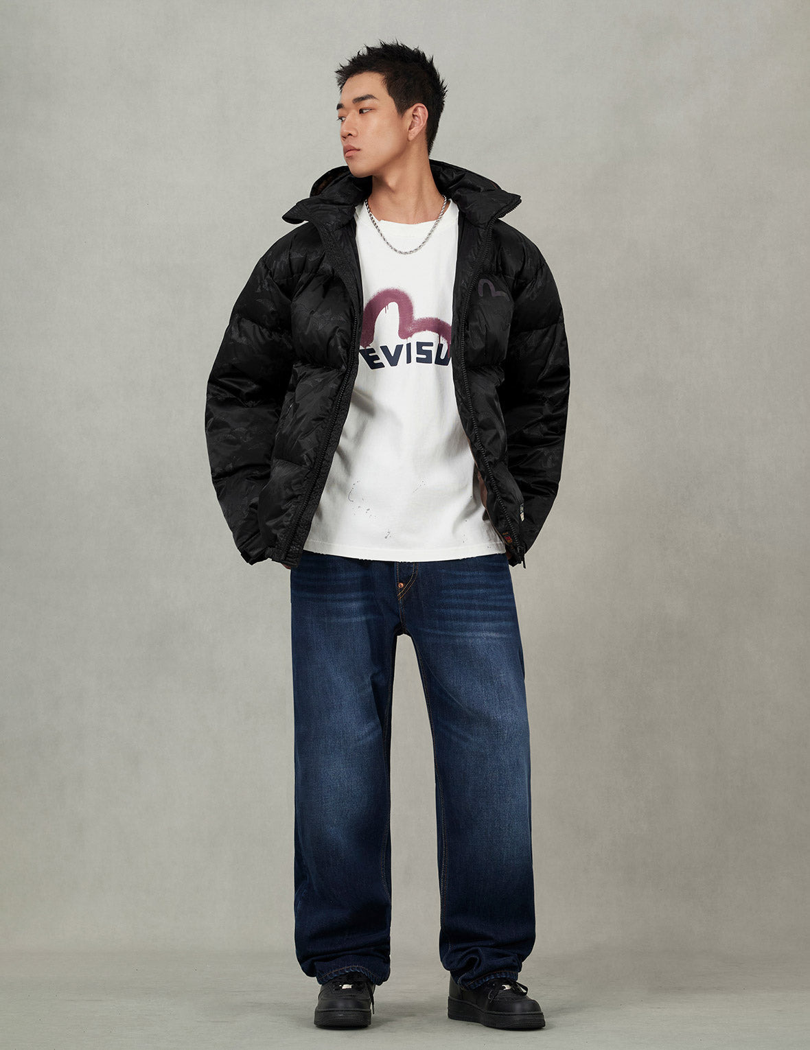 Allover Seagull Crane Jacquard Regular Fit Down Jacket - 4