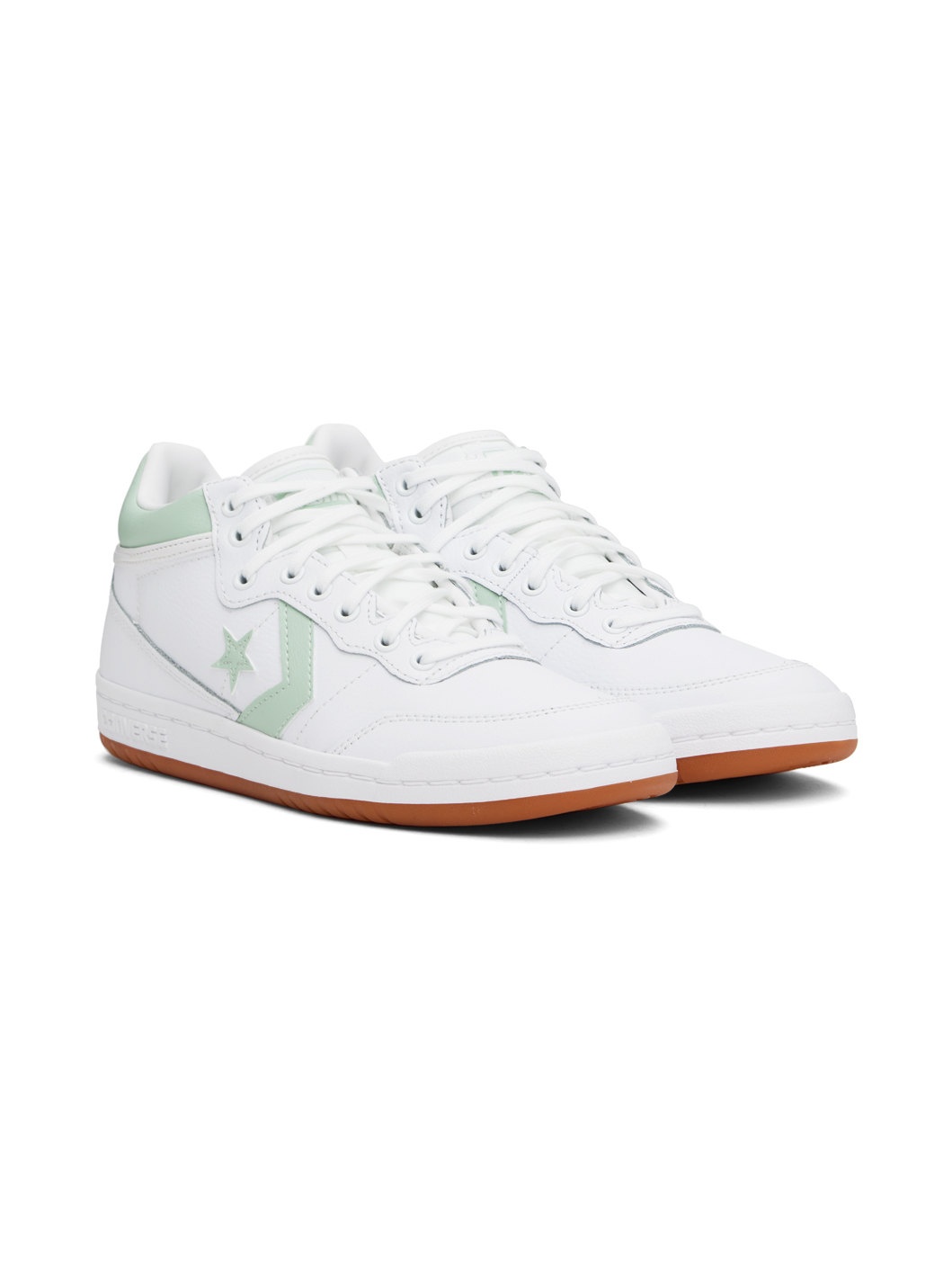 White & Green CONS Fastbreak Pro Leather Mid Top Sneakers - 4