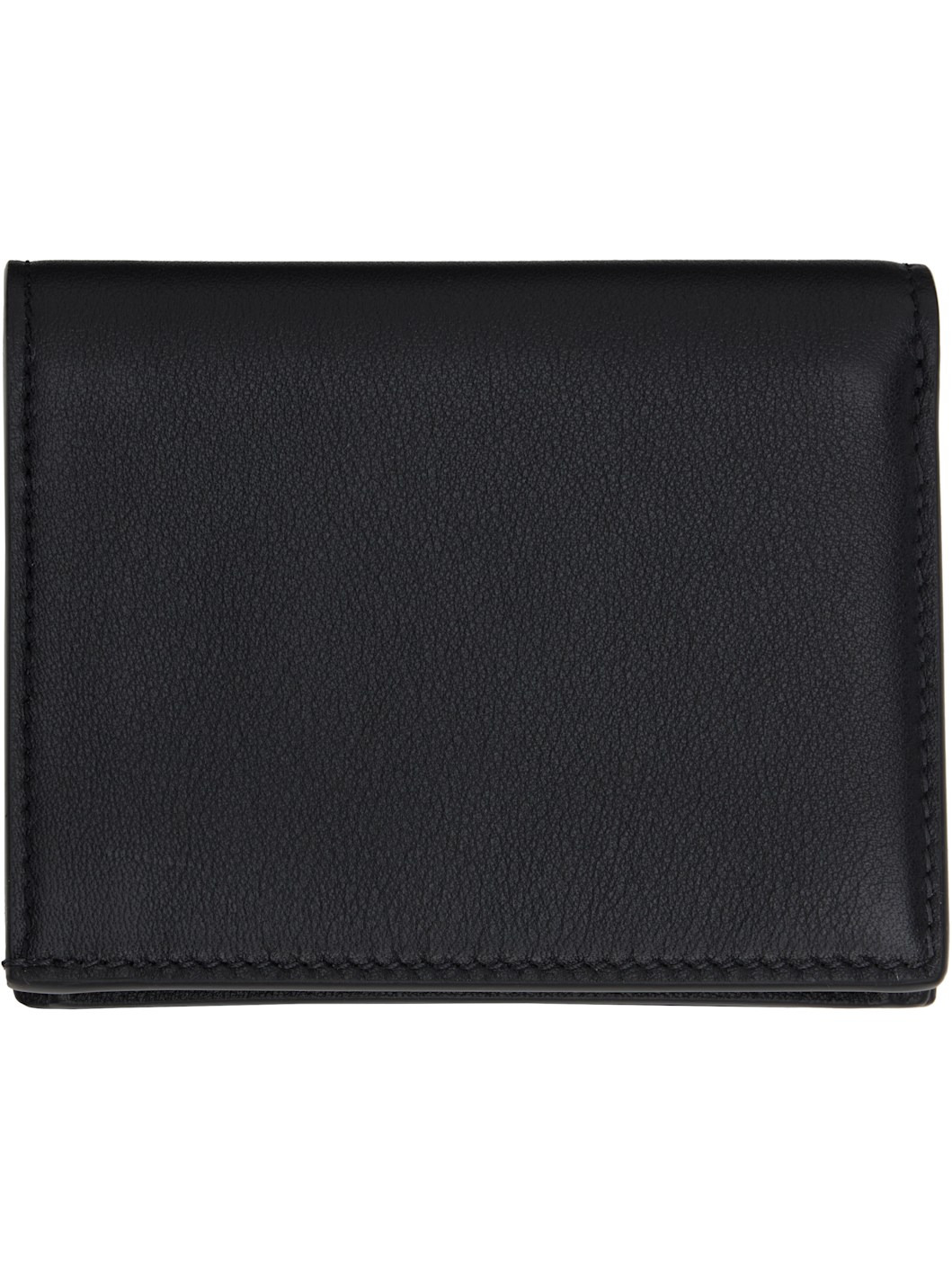 Black Grain Leather Padlock Compact Wallet - 2