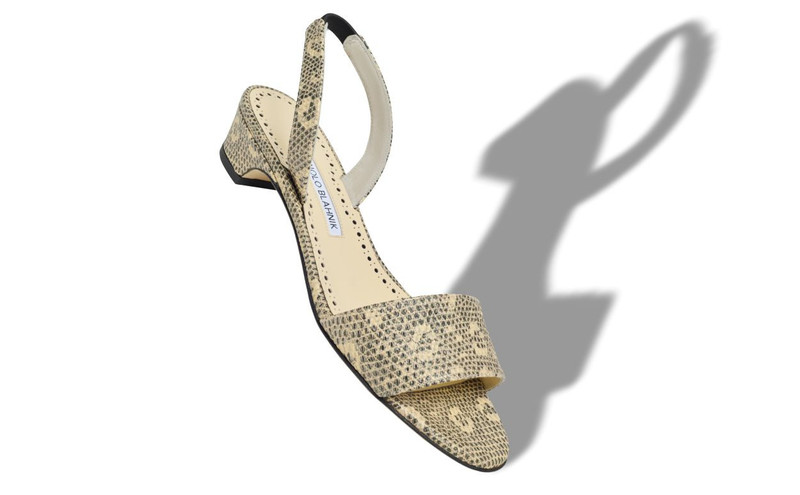 Manolo Blahnik Lizard Print Calf Leather Slingback Sandals outlook