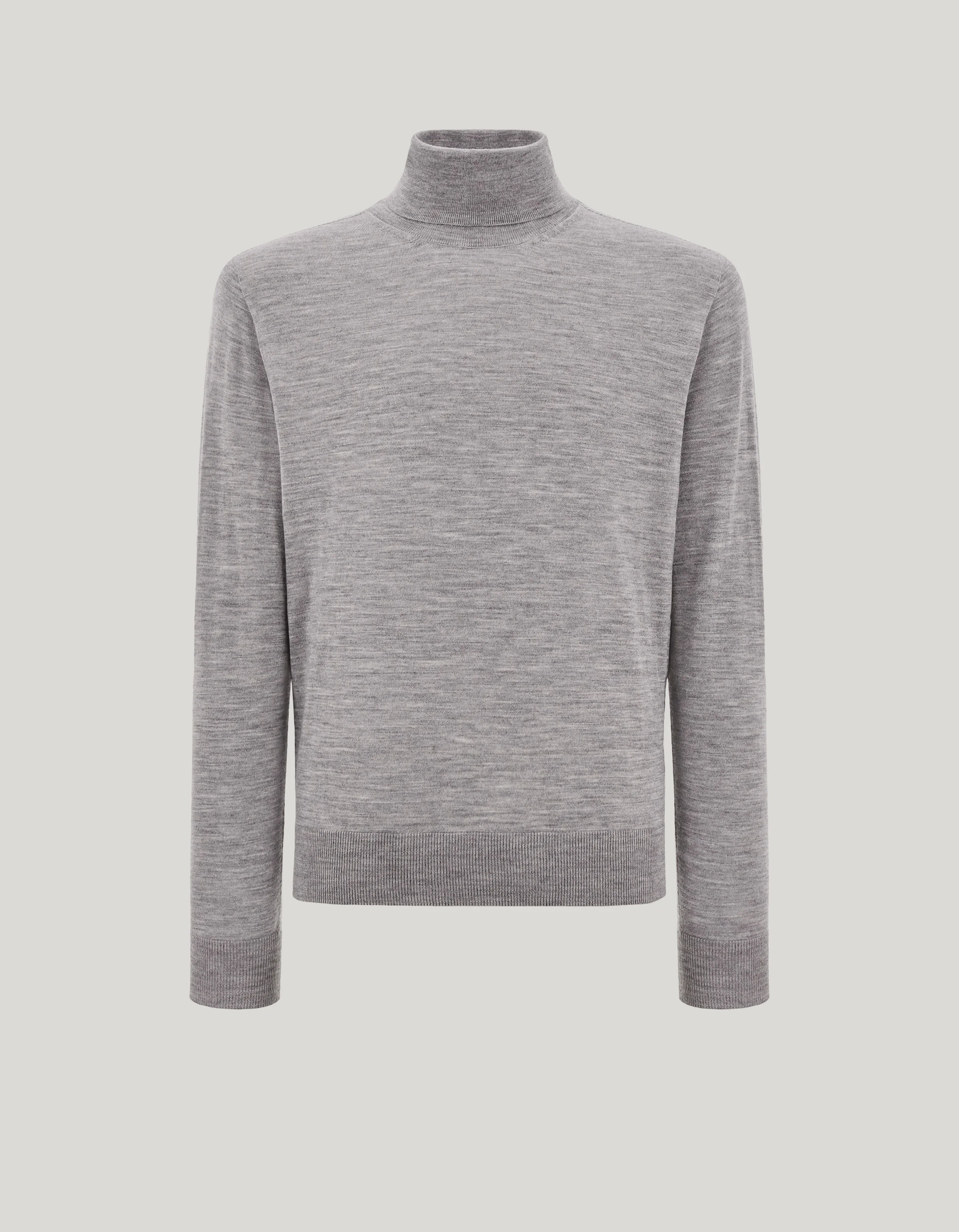 CANALI NUVOLA SEAMLESS MEDIUM GRAY MELANGE TURTLENECK SWEATER IN EXTRA-FINE MERINO WOOL - 1