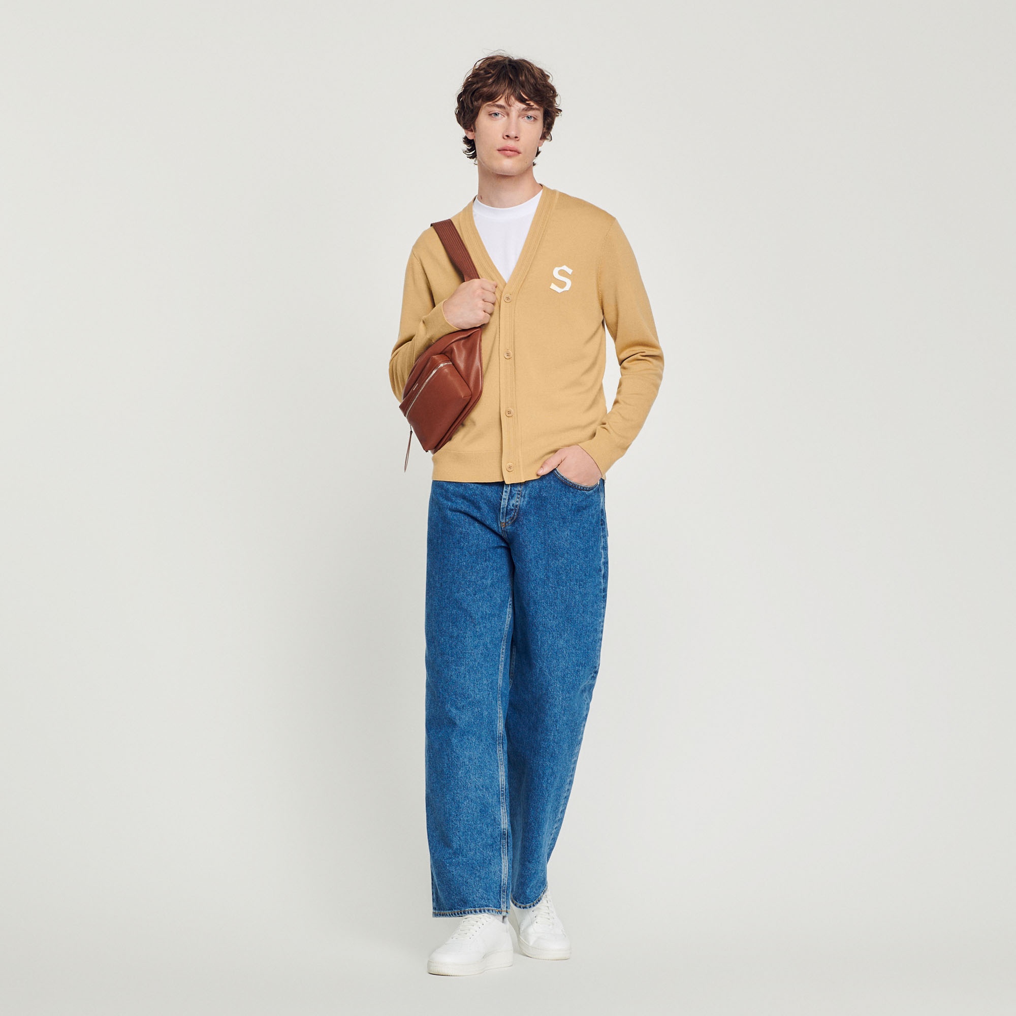 Wool cardigan with S patch - 5