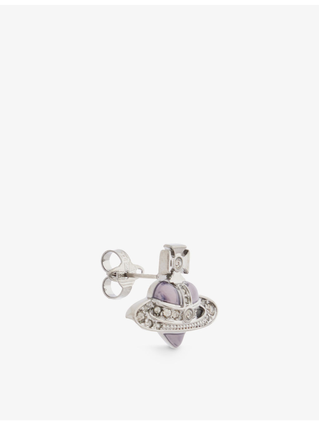 Heart crystal-embellished brass stud earring - 4