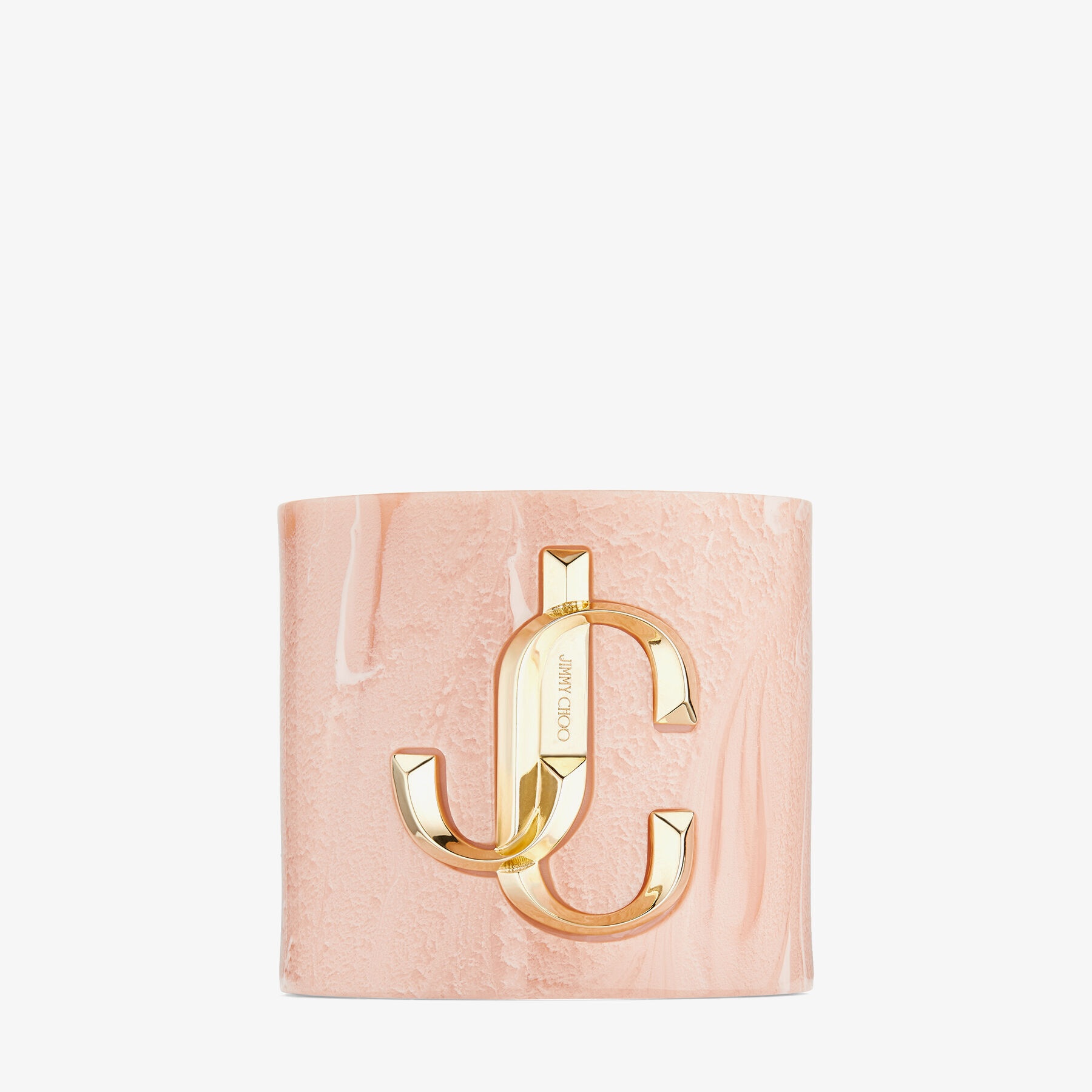 JC Cuff
Ballet Pink Acrylic Cuff Bracelet with Gold-Finish Metal JC Emblem - 3