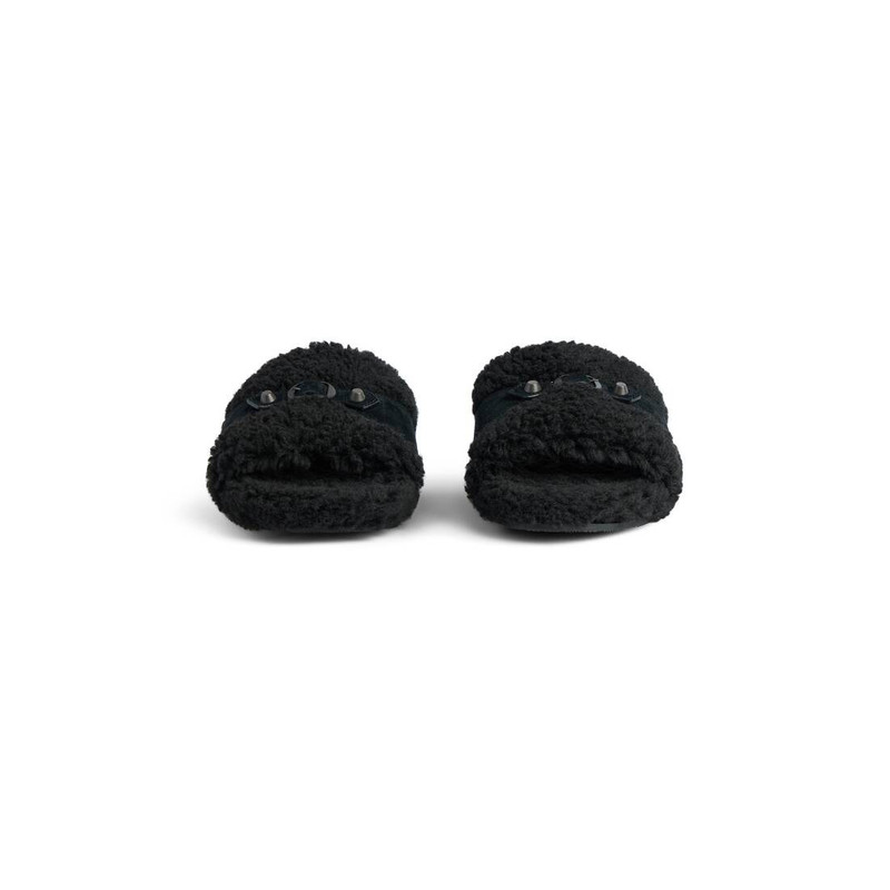 Men's Furry Slide Sandal in Black 3
