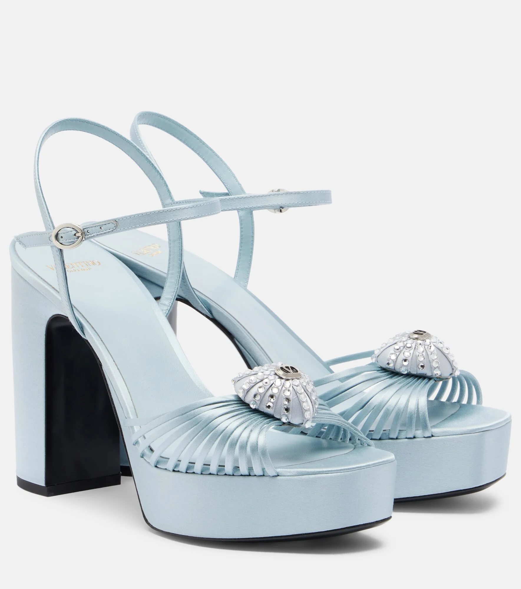 Cœur Royal embellished satin platform sandals - 1