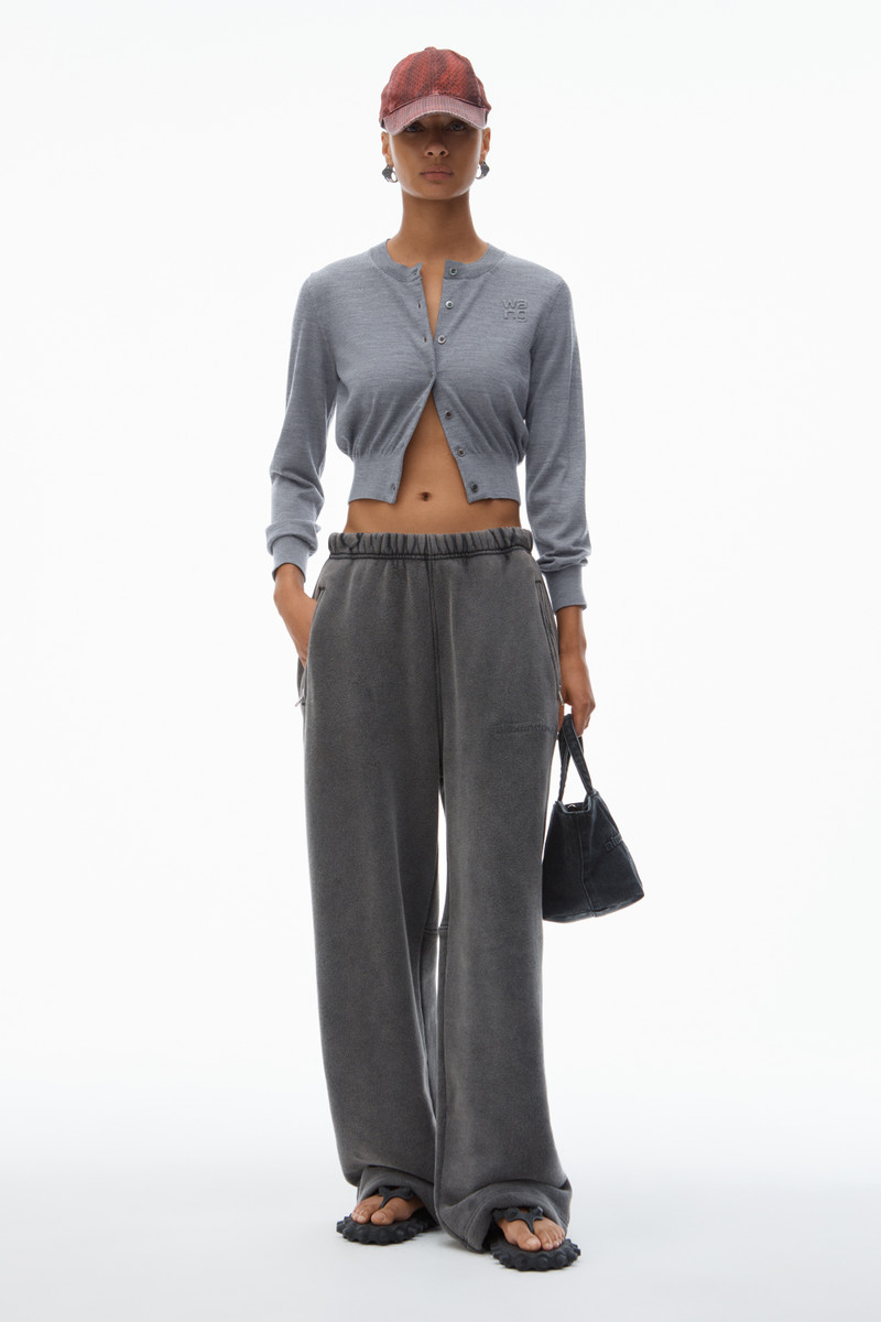 Alexander Wang logo cropped cardigan in superfine merino outlook