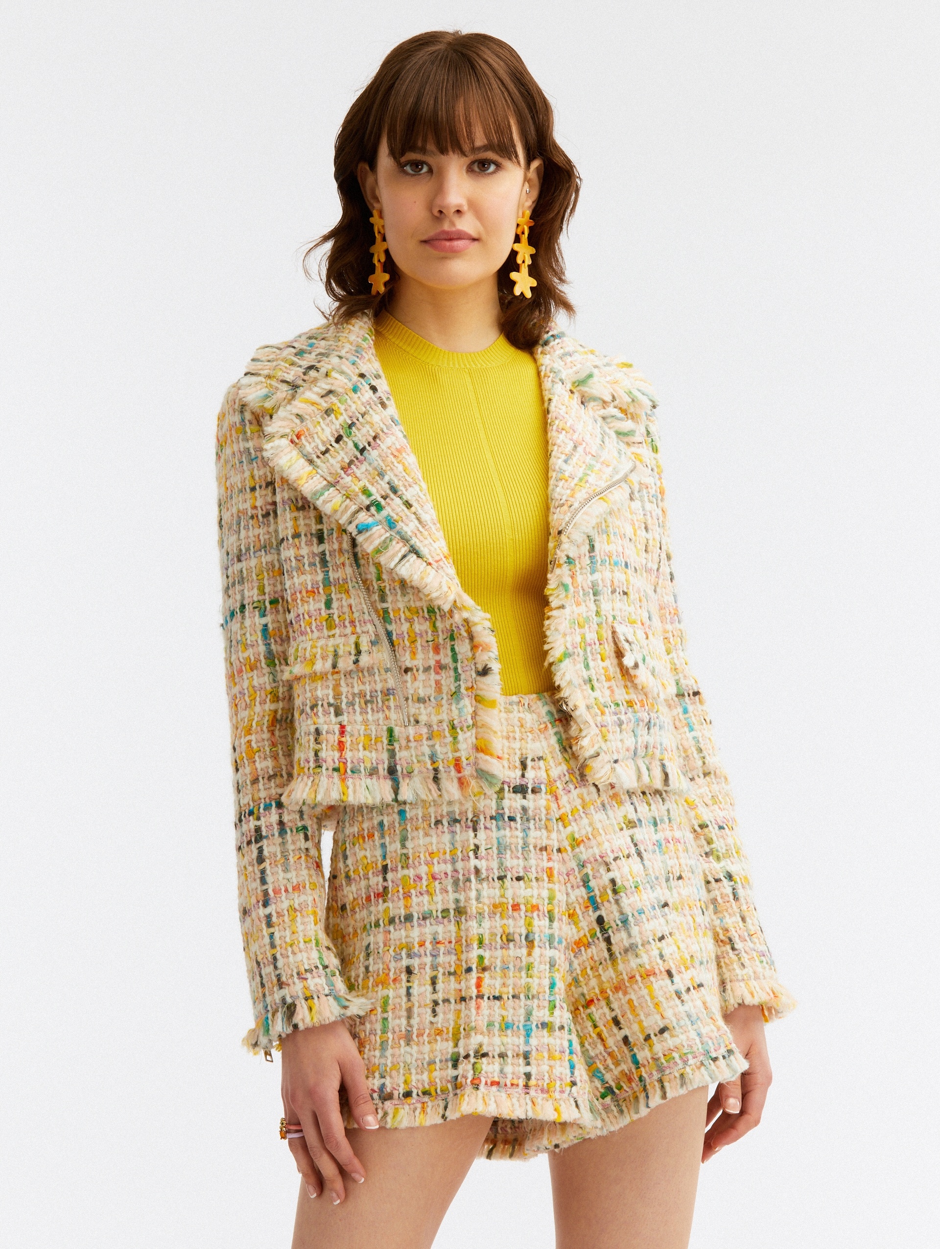 CROPPED TWEED MOTORCYCLE JACKET - 1