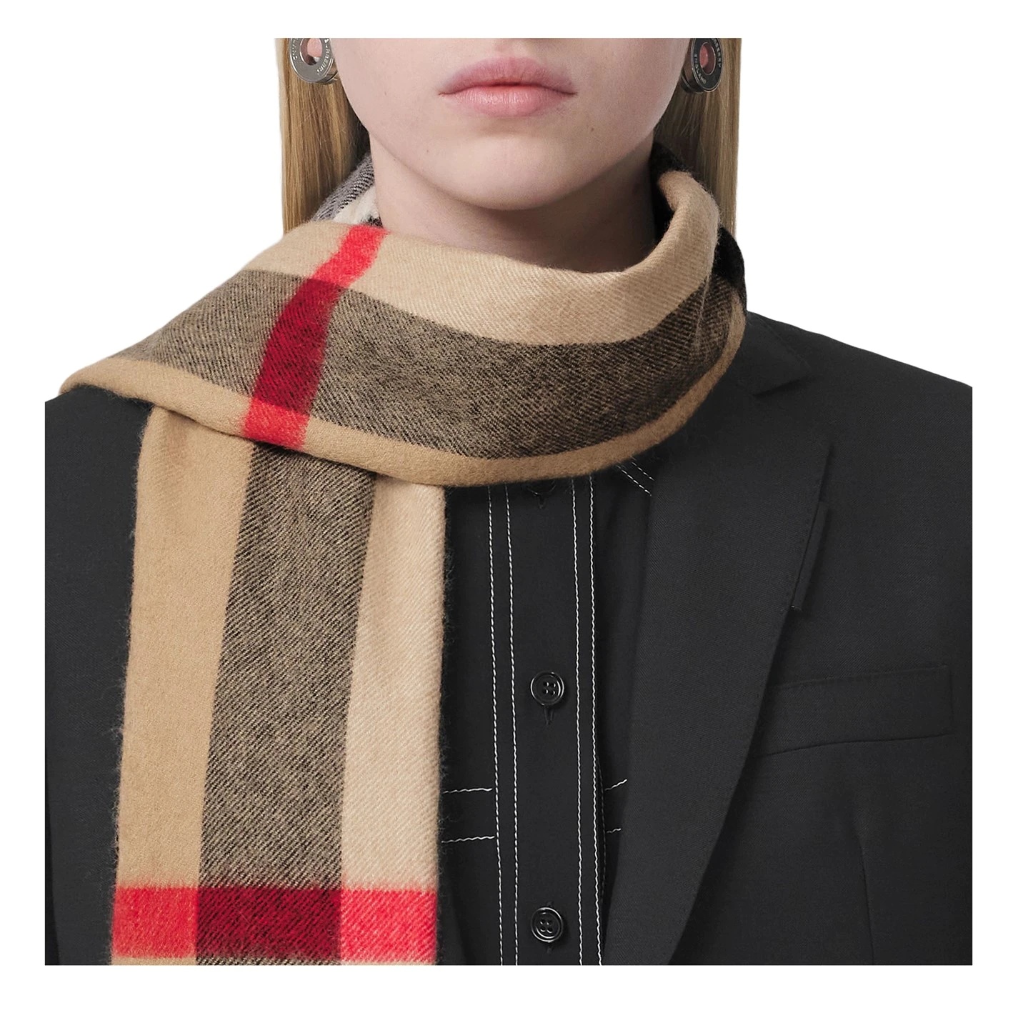 CHECK CASHMERE SCARF - 5