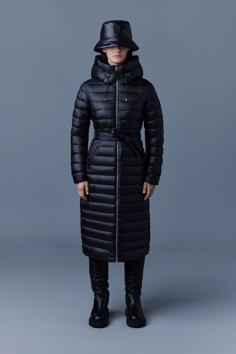 MACKAGE PORTIA Ultralight sateen down coat with tunnel hood for ladies outlook