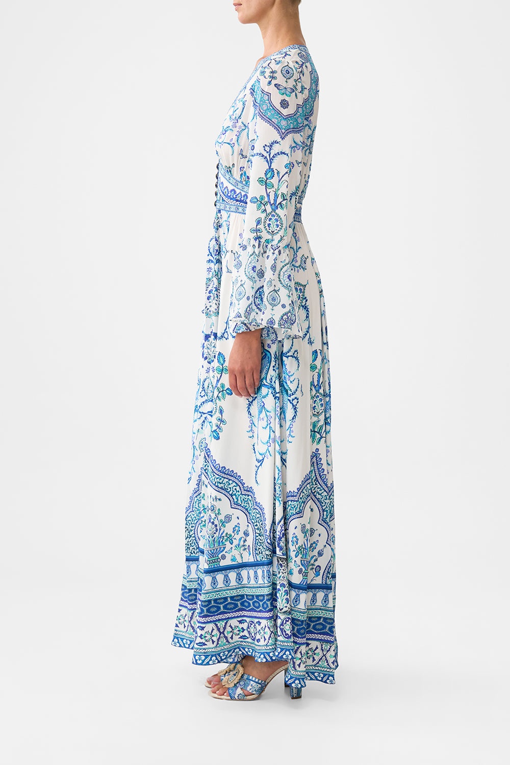 SHAPED WAISTBAND DRESS WITH RUFFLE SLEEVE - 4