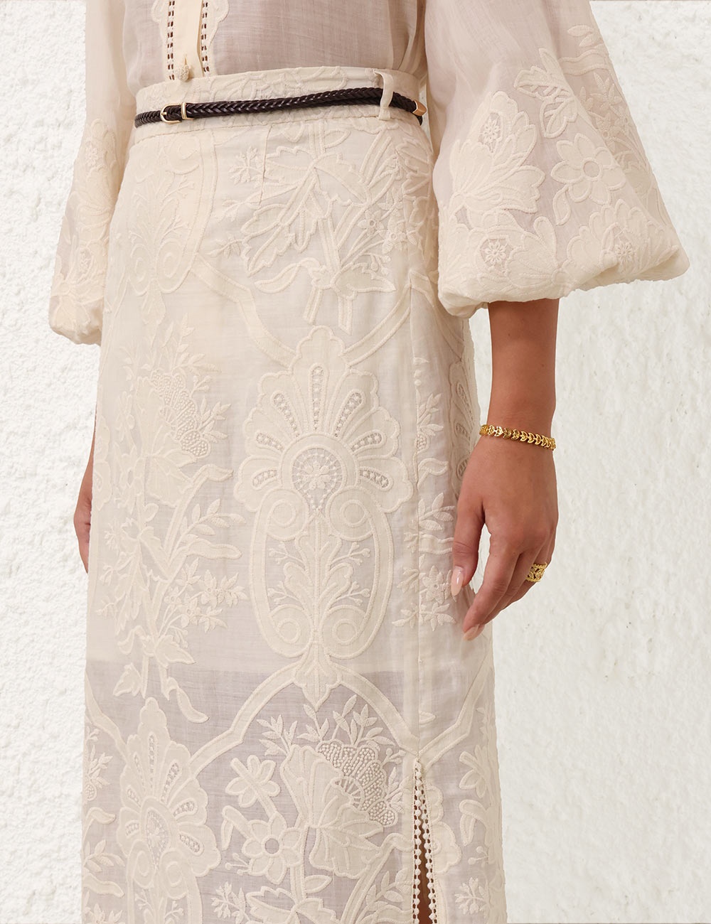 Zimmermann OTTIE EMBROIDERED MIDI SKIRT | REVERSIBLE
