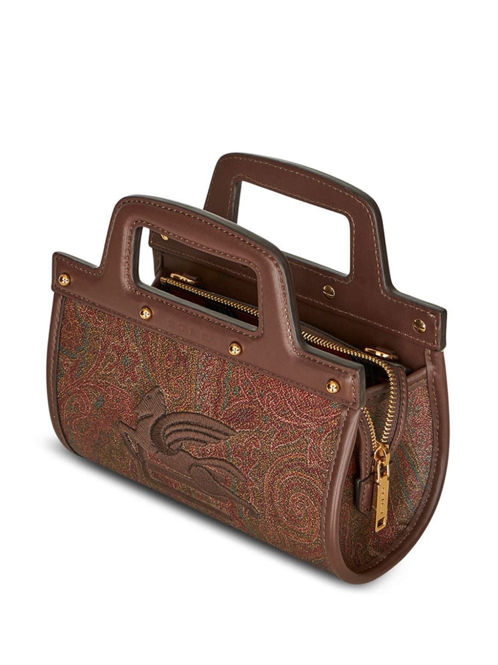 paisley-print leather-trim mini bag - 5