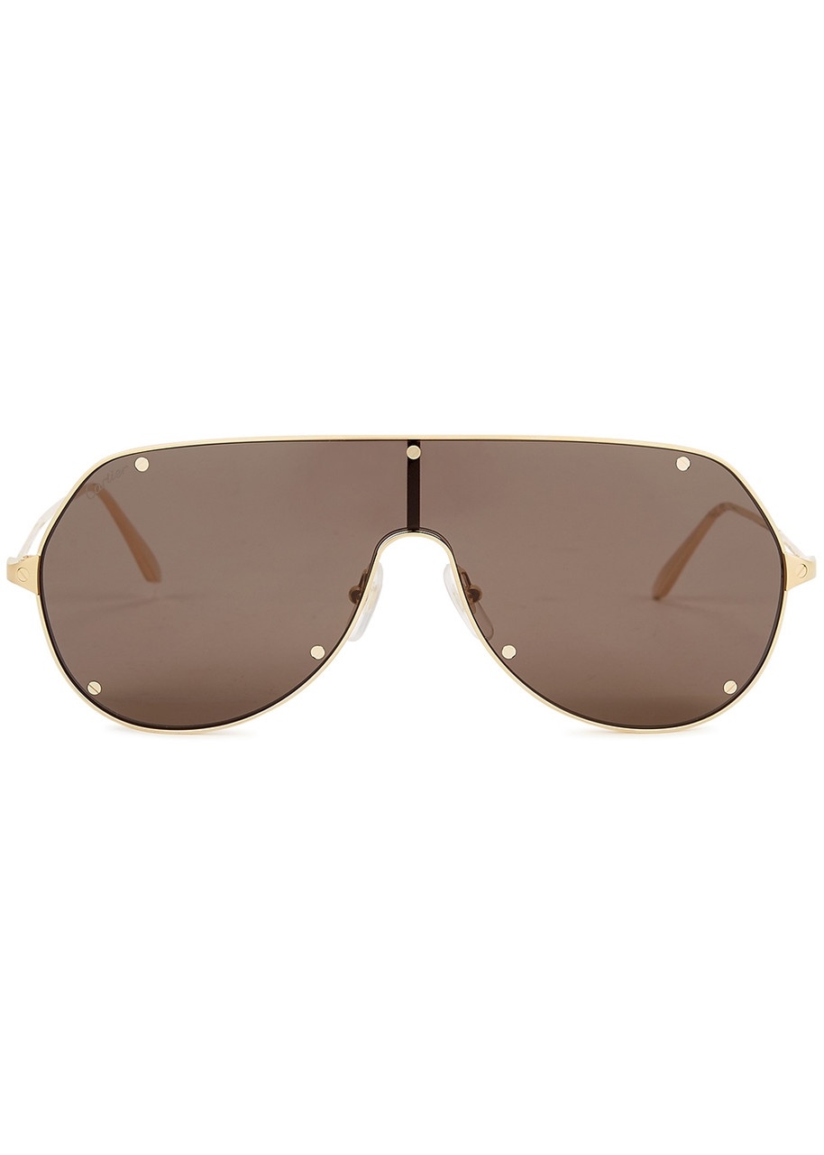 Cartier Santos De Cartier Mask Sunglasses, Sunglasses, Gold-tone - 2