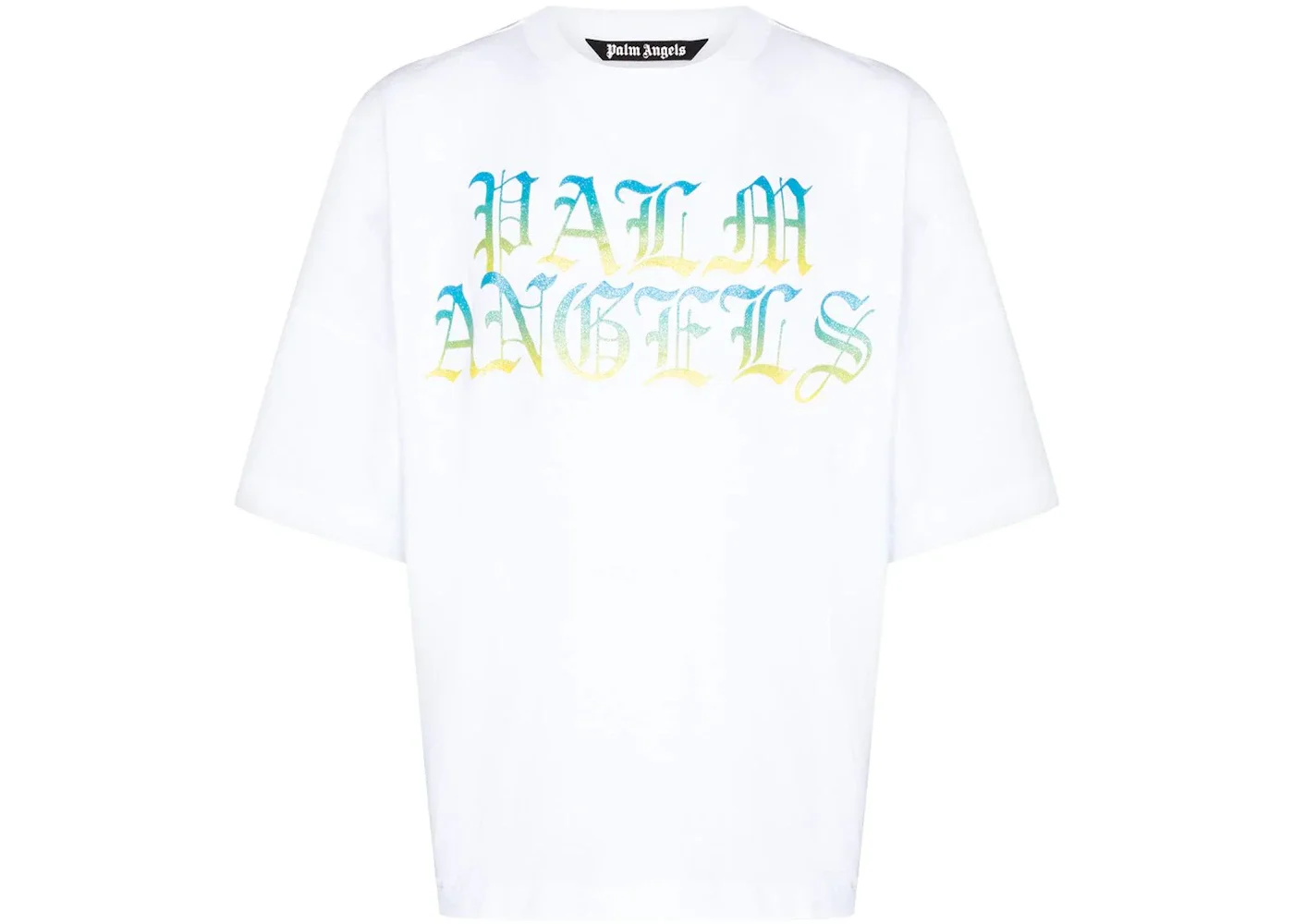 Palm Angels Degradé Logo Print Cotton T-shirt White - 1