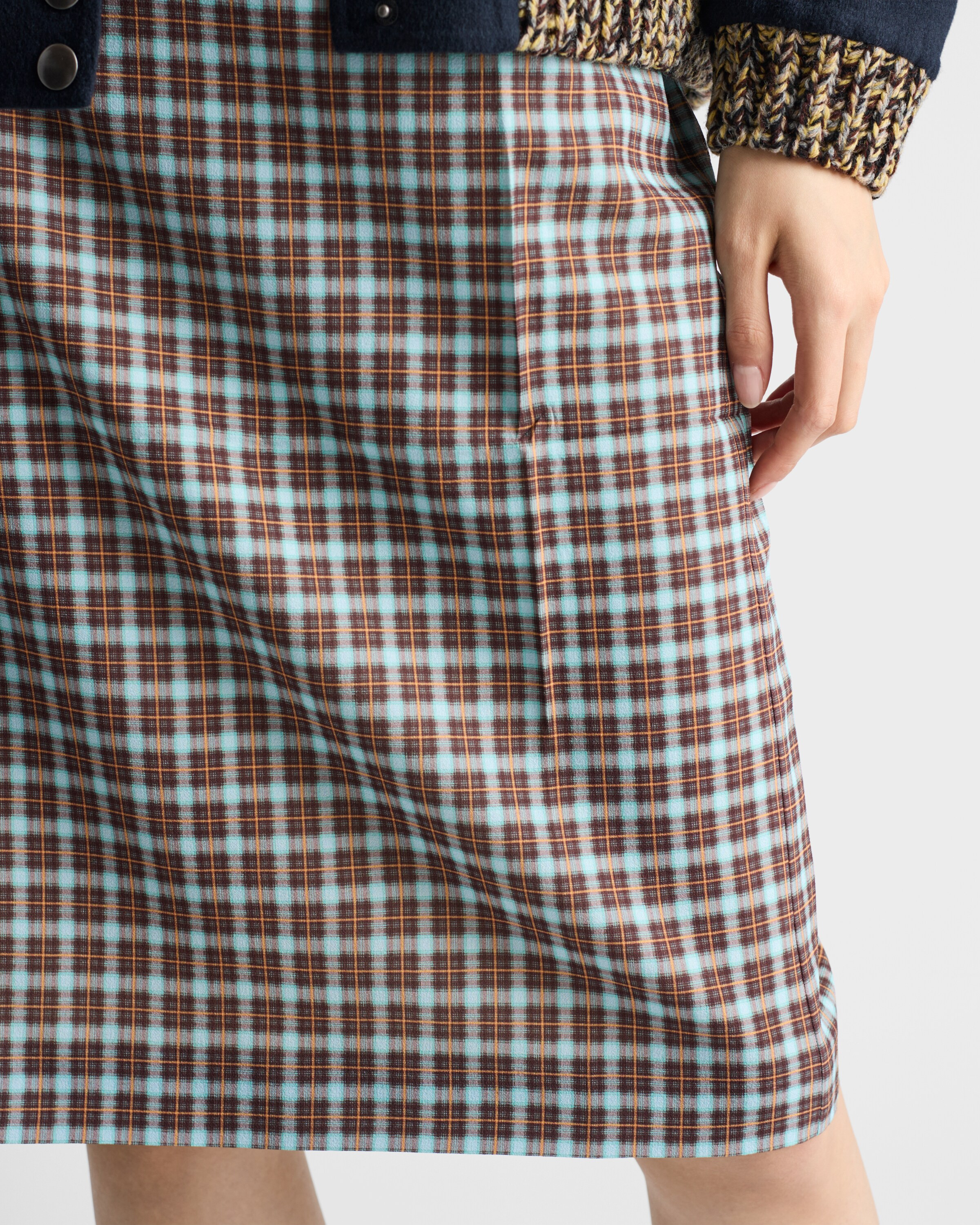Checked stretch georgette skirt - 3