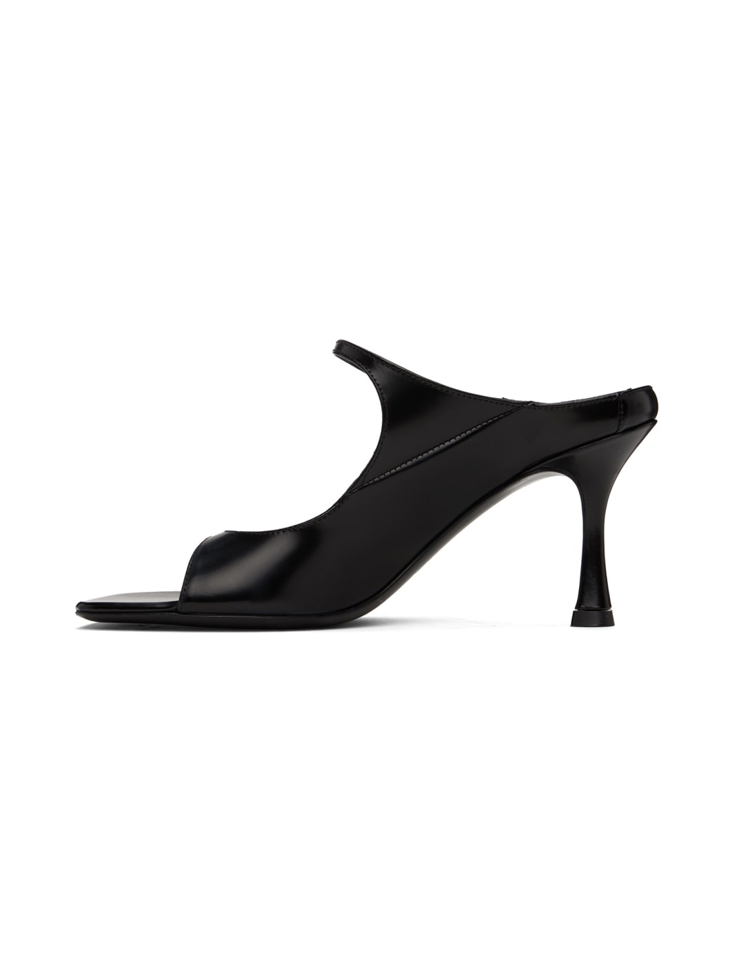 Black Strappy Leather Heeled Sandals - 3