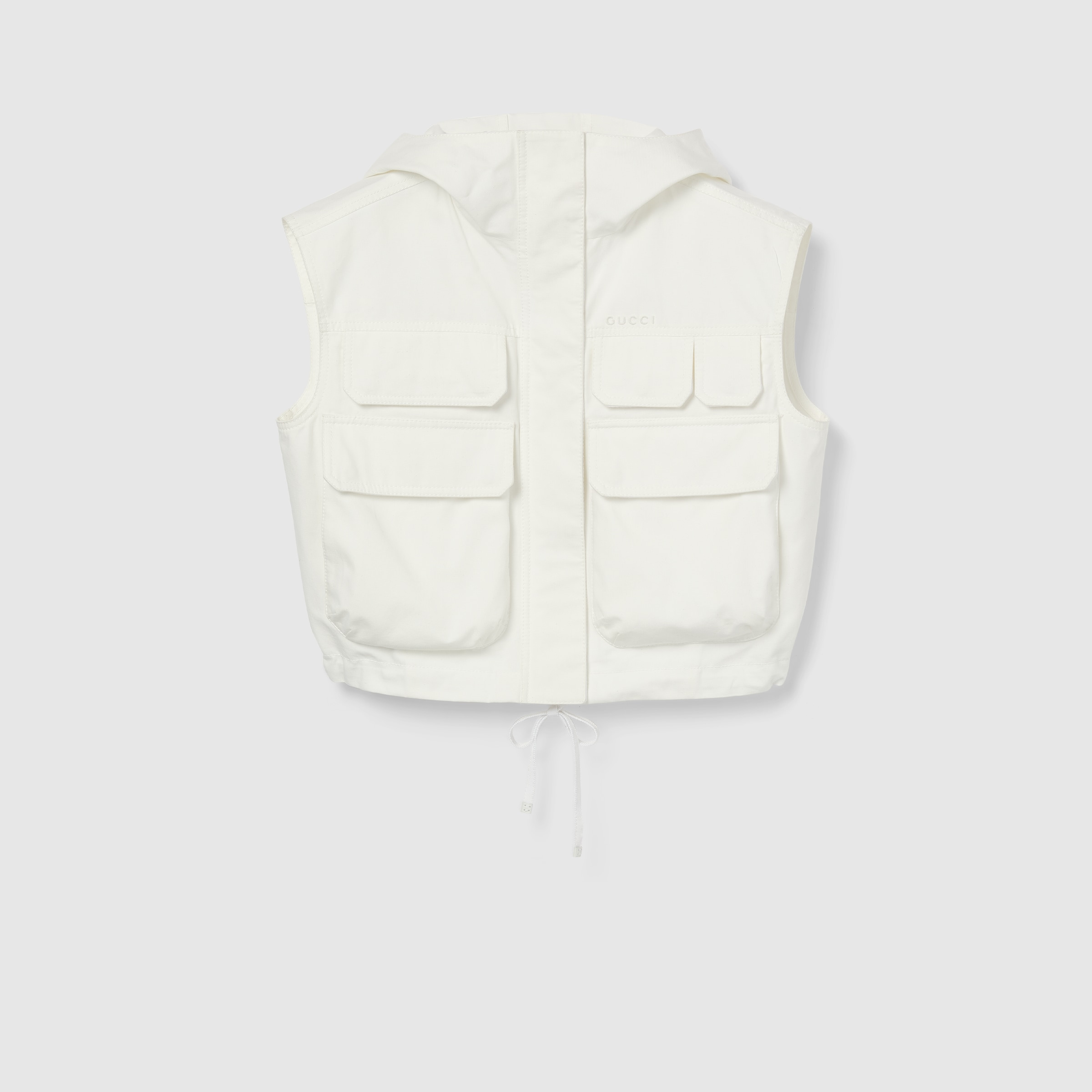 Light cotton canvas gilet with embroidery - 1
