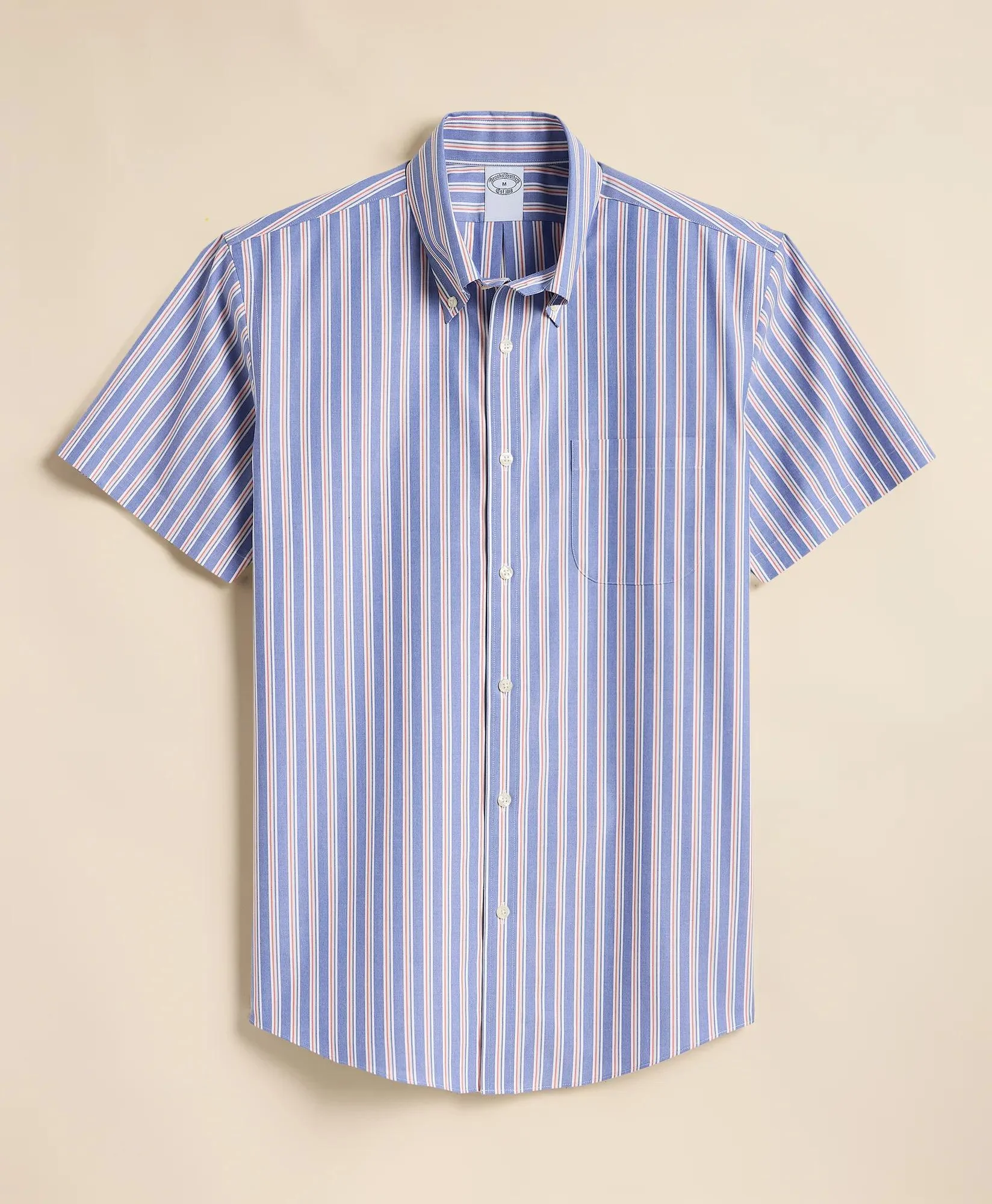 Stretch Non-Iron Broadcloth Button-Down Collar Short-Sleeve Sport Shirt - 1