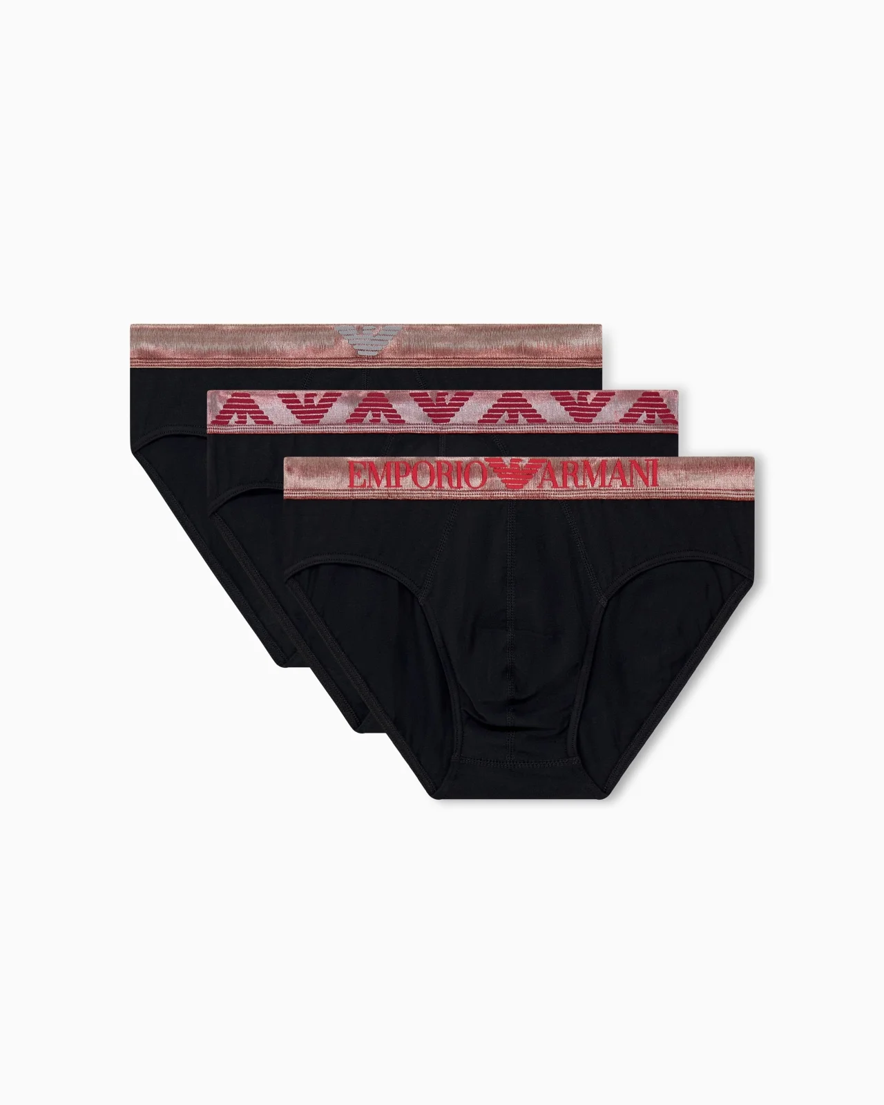 THREE-PACK OF COTTON BRIEFS WITH SHINY LOGO WAISTBAND - 1