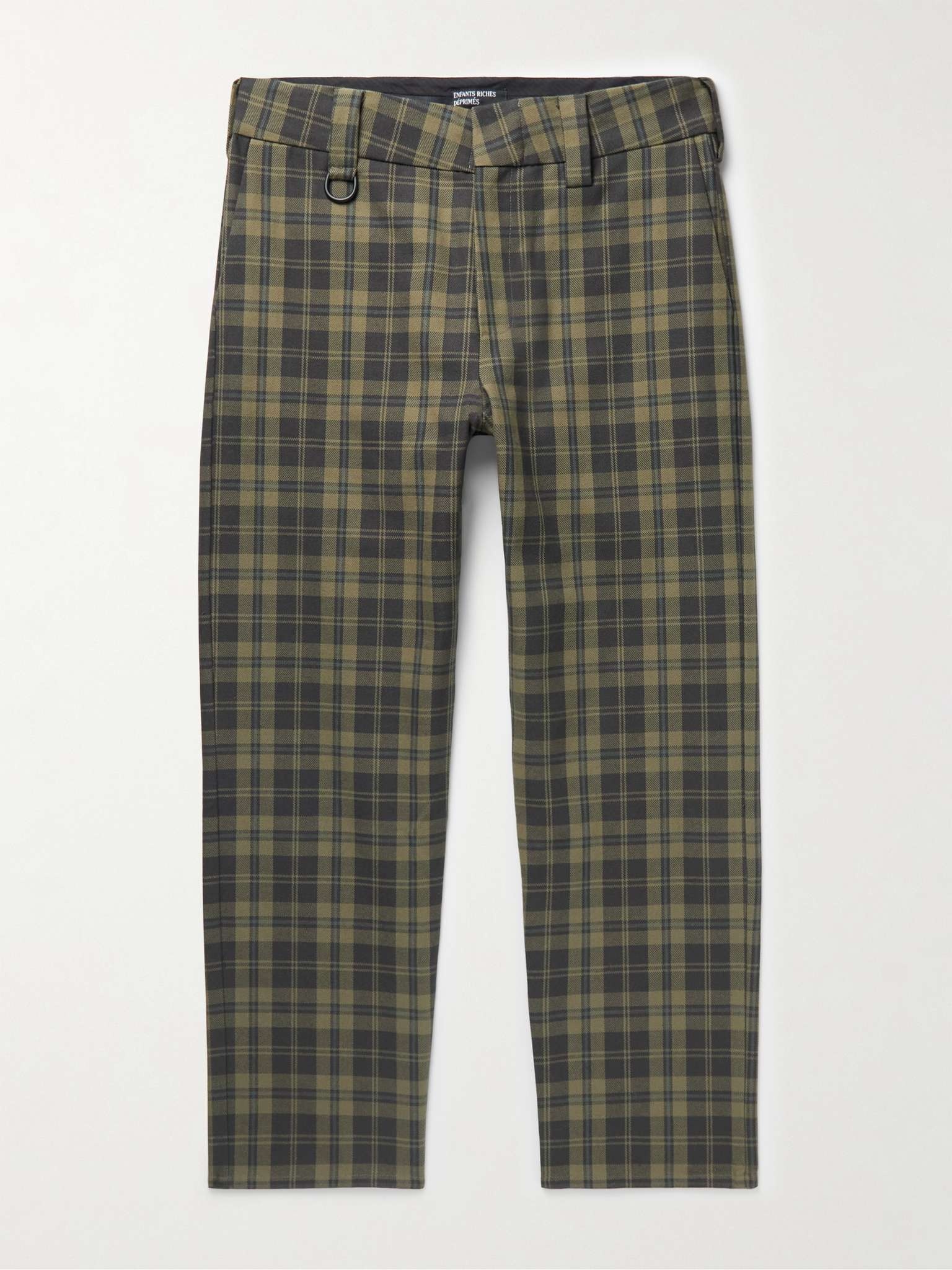 Straight-Leg Checked Cotton-Twill Trousers - 1
