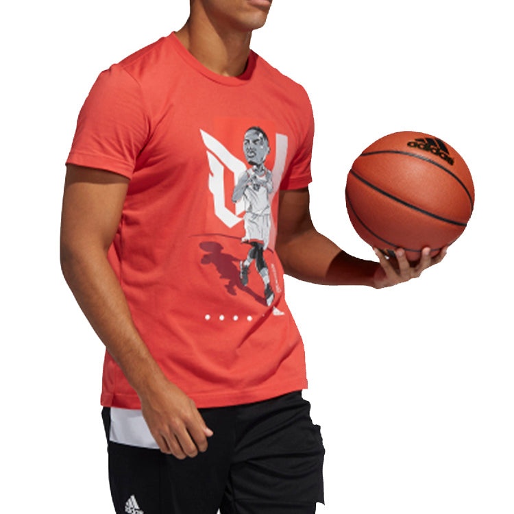 adidas Basketball Sports Round Neck Short Sleeve Red FT8837 - 6
