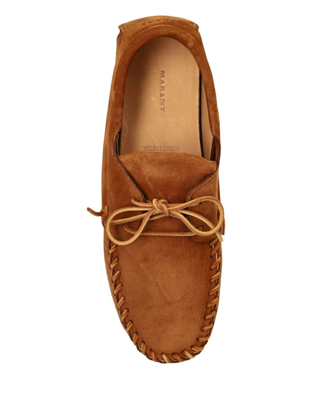leather lace-up moccasin boat shoes - 3