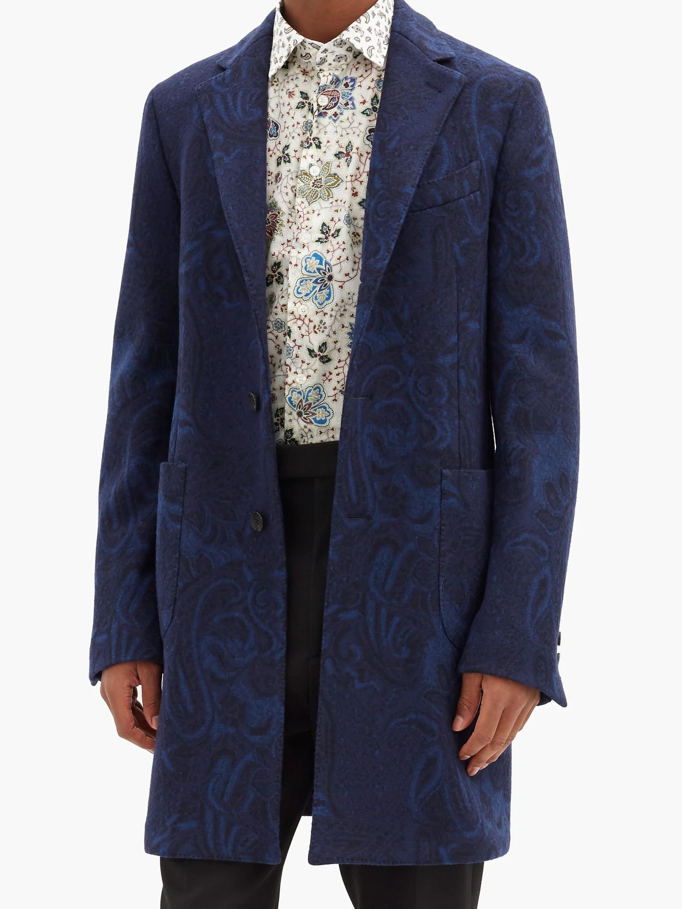 Paisley-jacquard wool-blend overcoat - 6