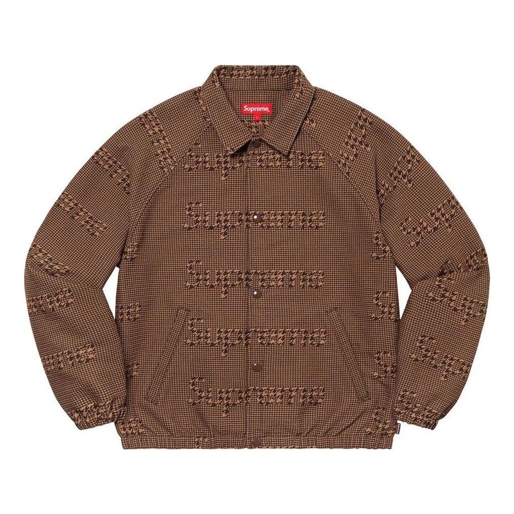 Supreme Houndstooth Logo Snap Front Jacket 'Brown' SUP-FW20-081 - 1