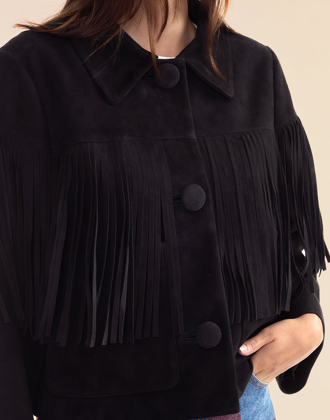Carrie Cropped Fringe Suede Jacket - 5