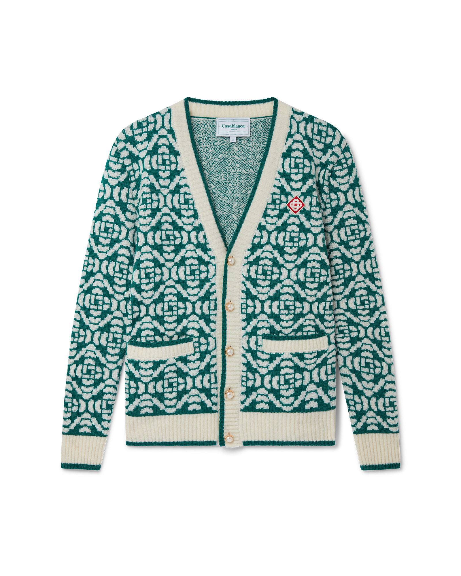 Green Monogram Cardigan - 1