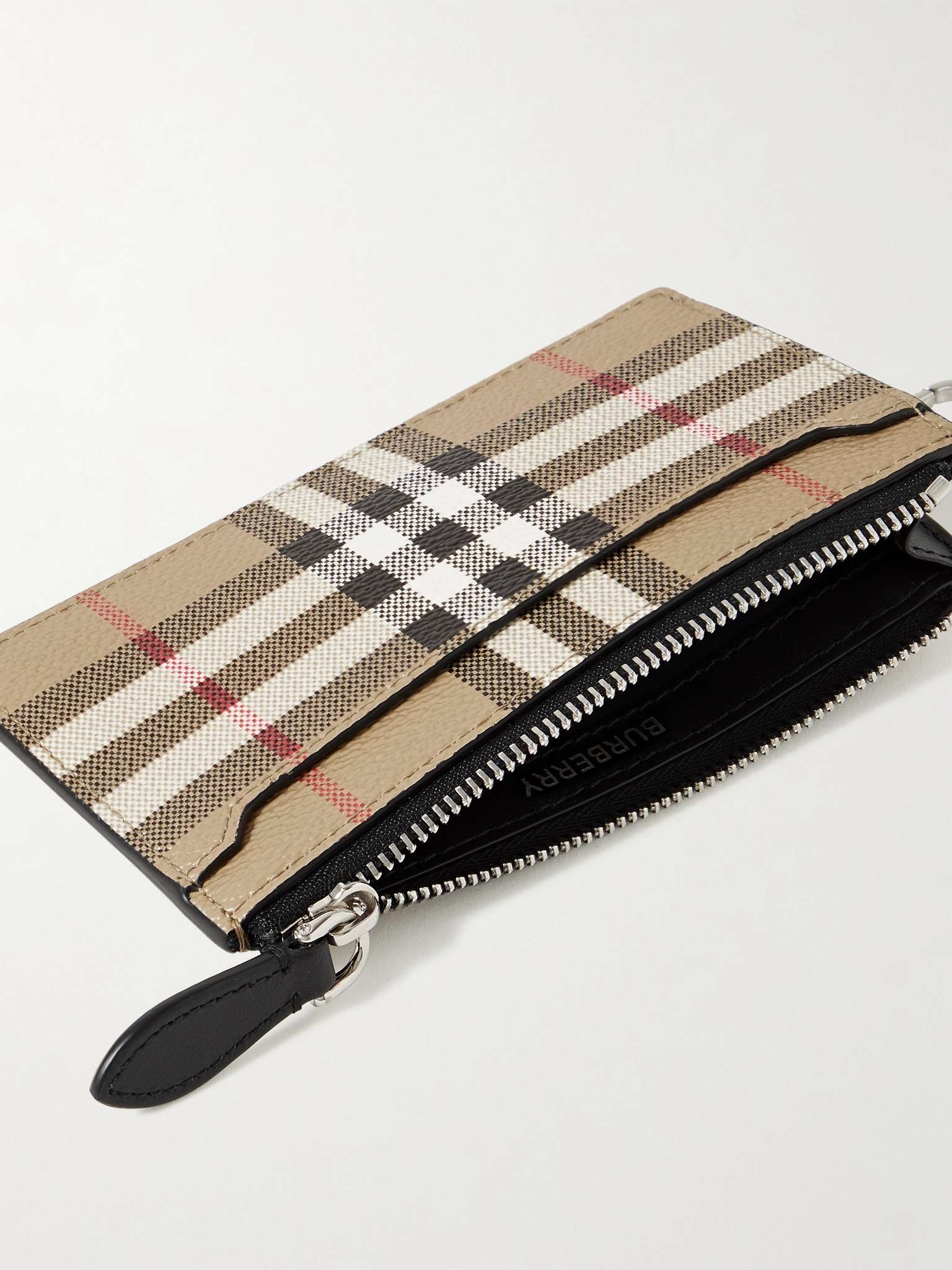 Leather-Trimmed Checked Coated-Canvas Zipped Cardholder - 2