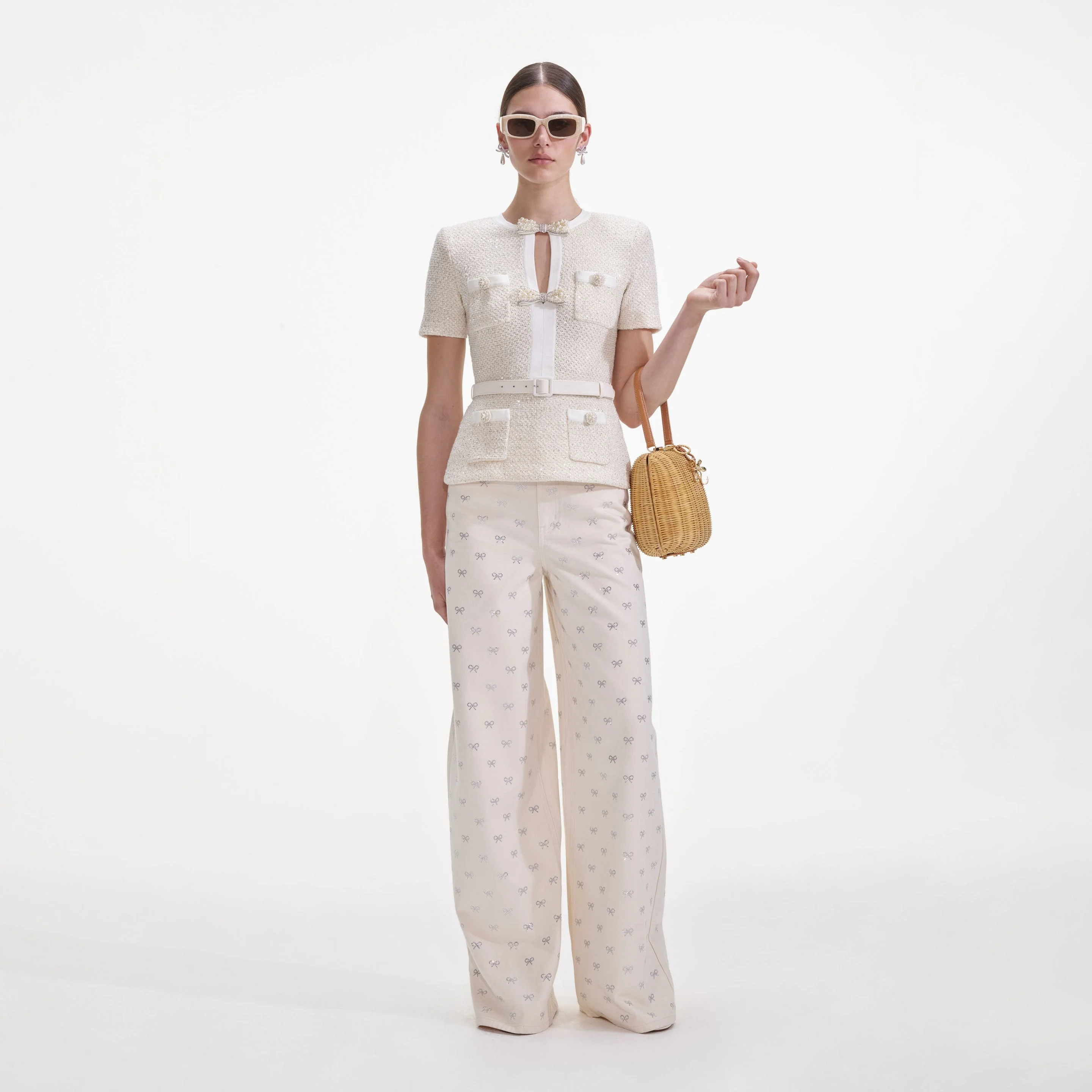 Cream Sequin Knit Top - 1