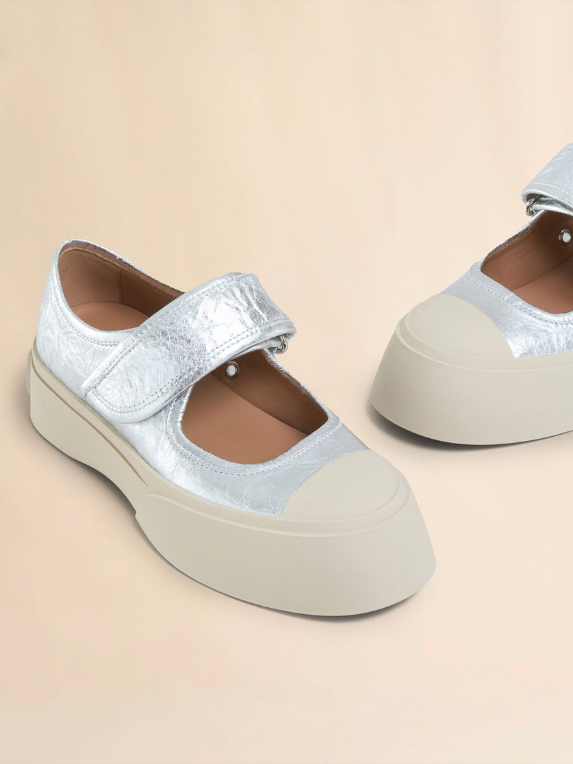 SILVER LEATHER MARY JANE SNEAKER - 5